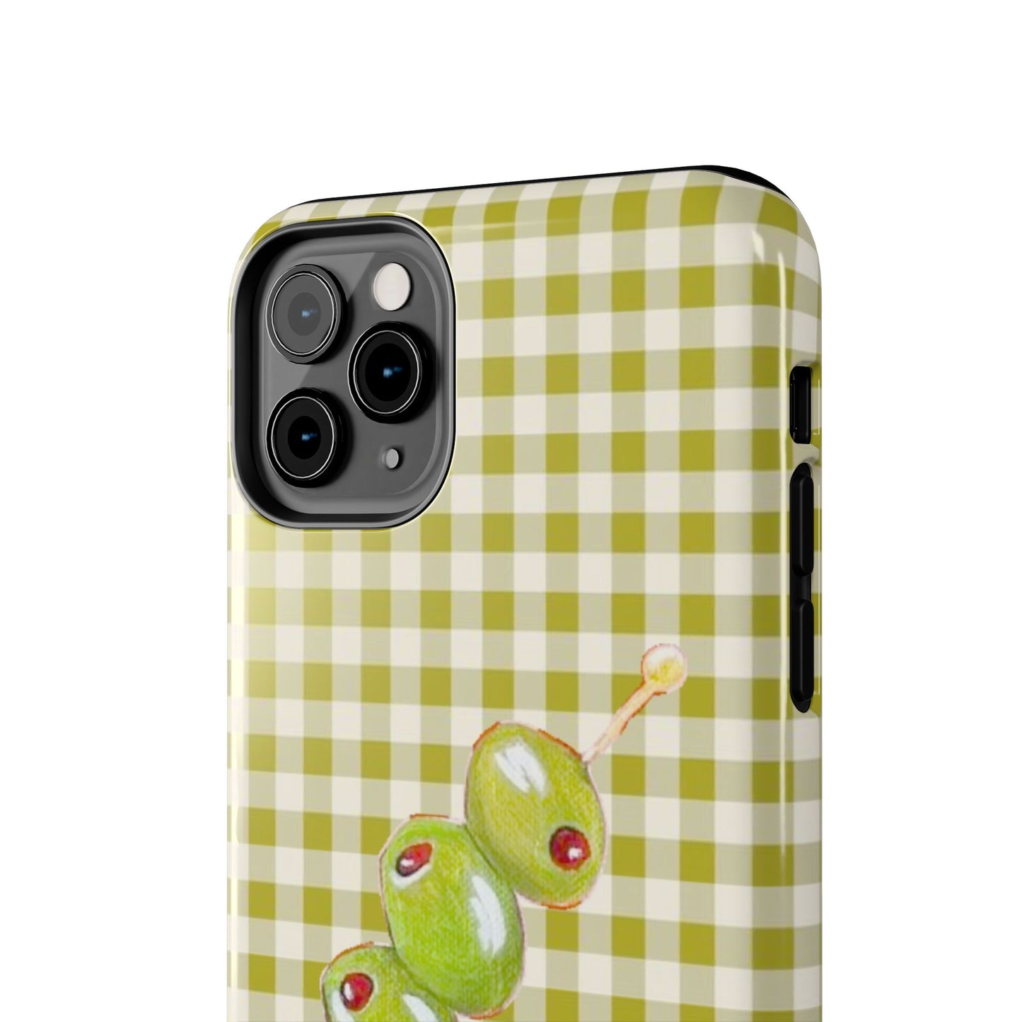 Olive Phone Case in Pear Green Checker