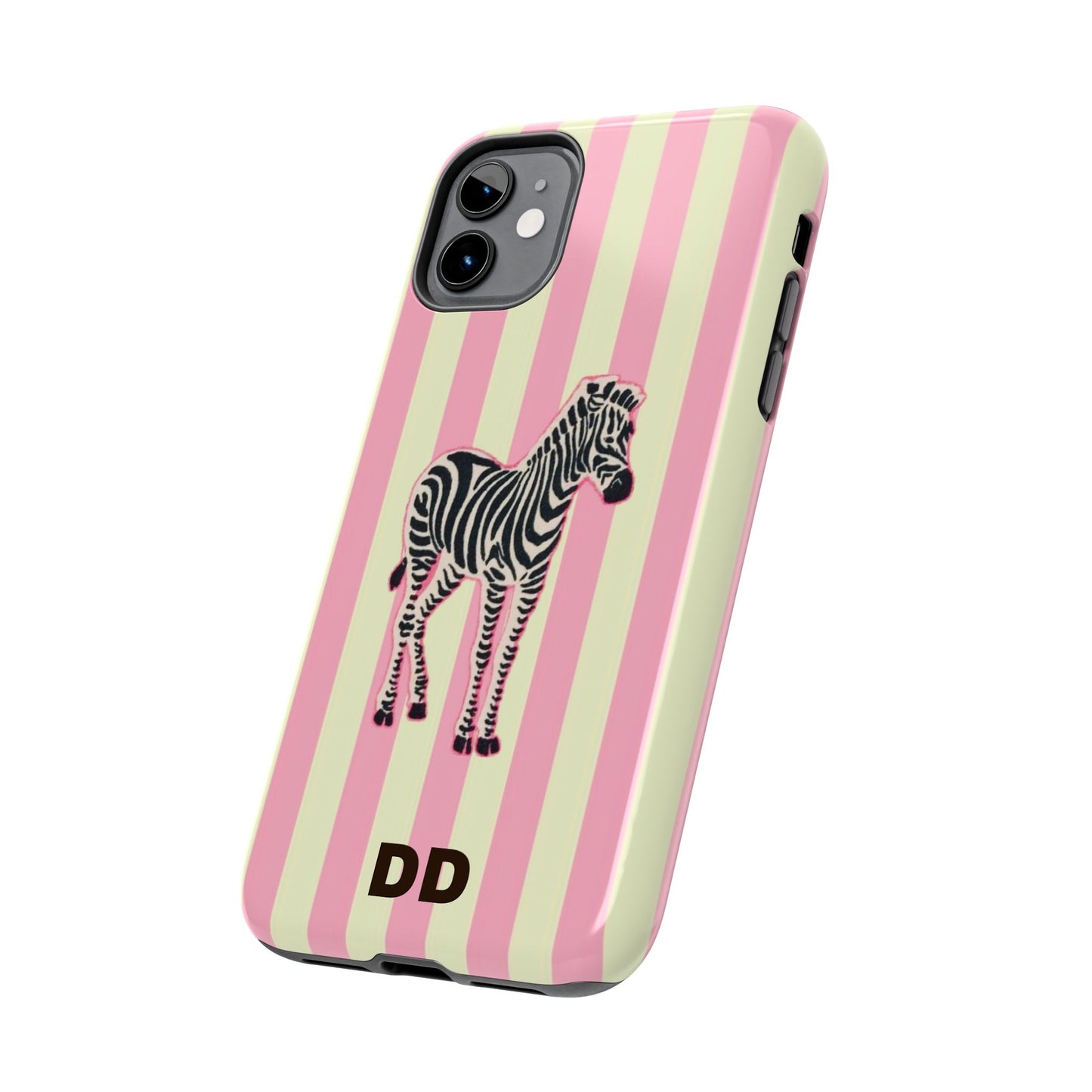 Zebra Phone Case in Pink & Crème Stripe