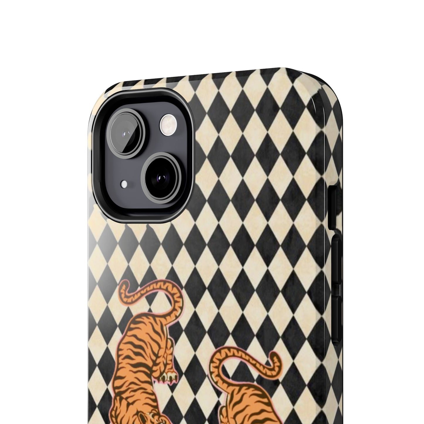 Tigress Phone Case in Black & White Diamonds