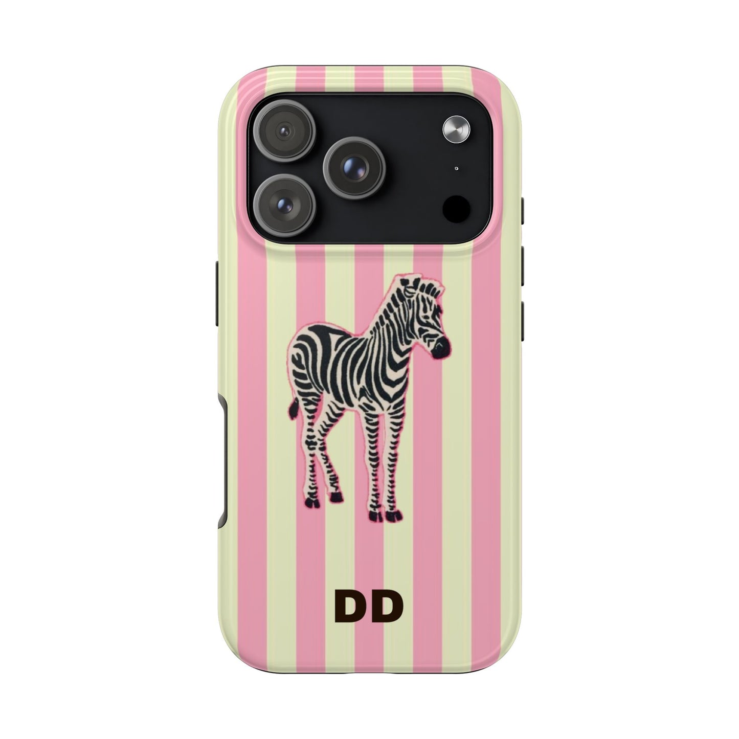 Zebra Phone Case in Pink & Crème Stripe