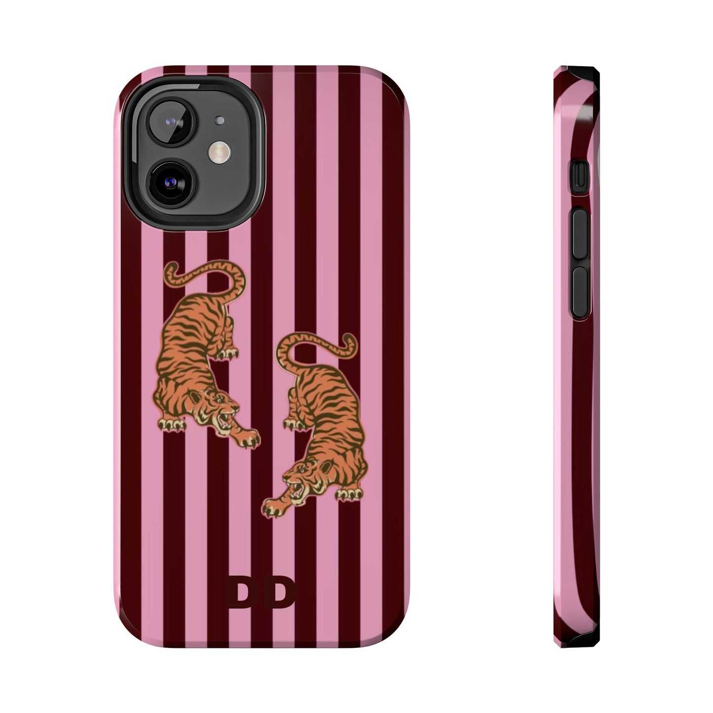 Tigress Phone Case in Burgundy & Pink