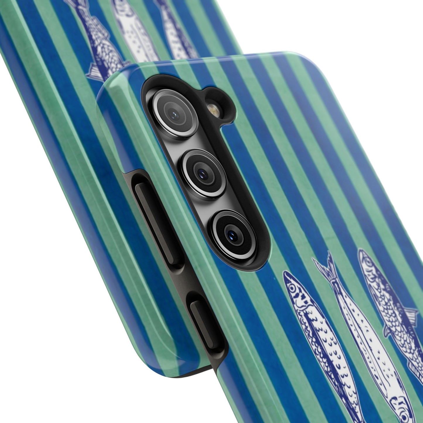 Sardine Phone Case in Turquoise & Blue Stripe