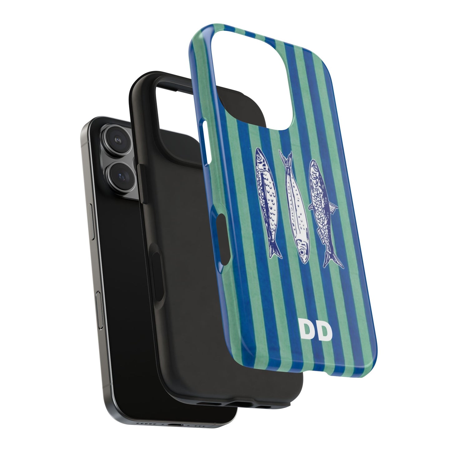 Sardine Phone Case in Turquoise & Blue Stripe
