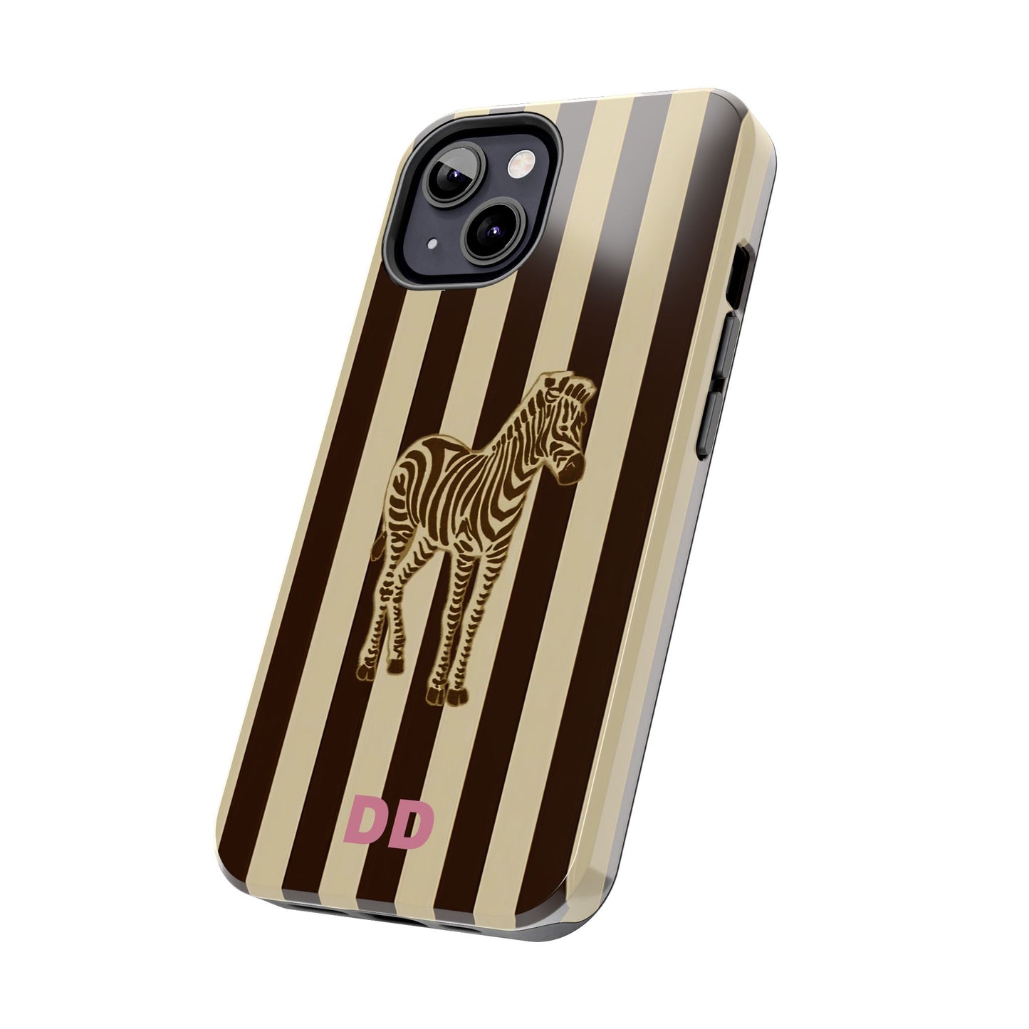 Zebra Phone Case in Charcoal & Crème Stripe