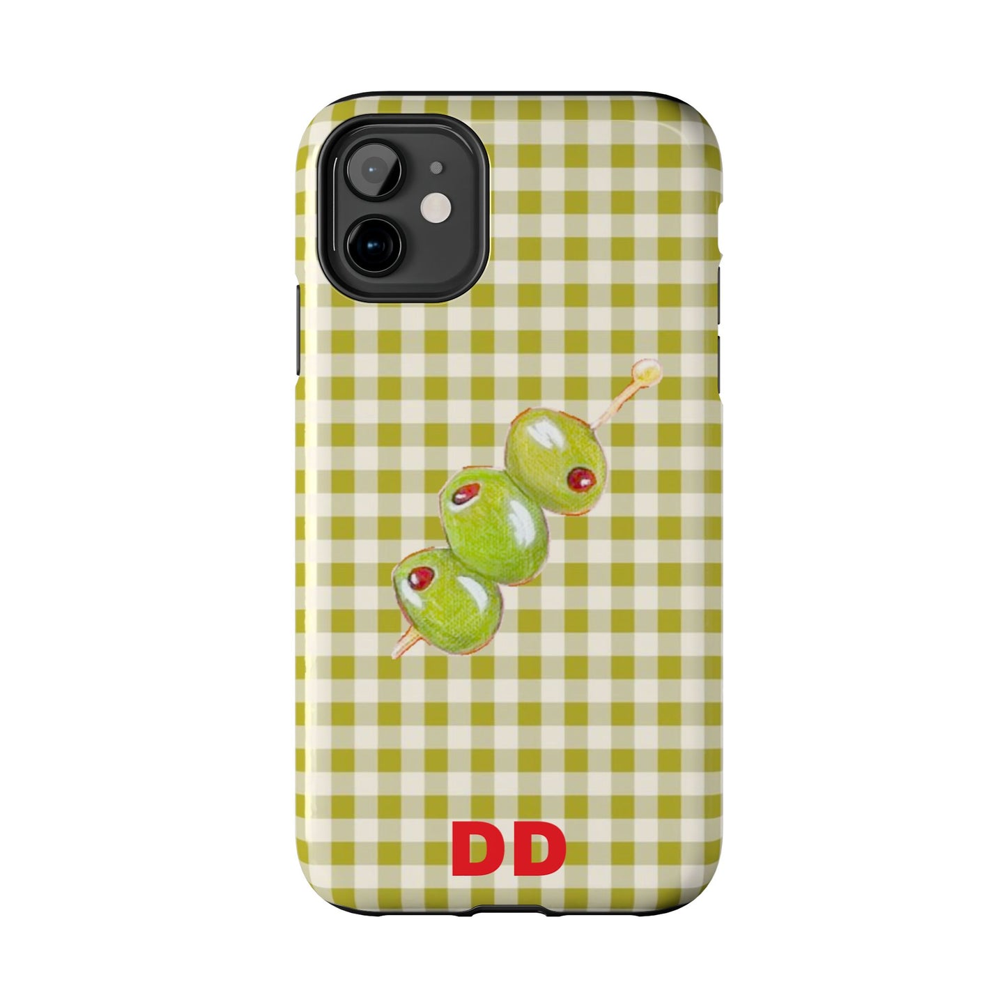 Olive Phone Case in Pear Green Checker