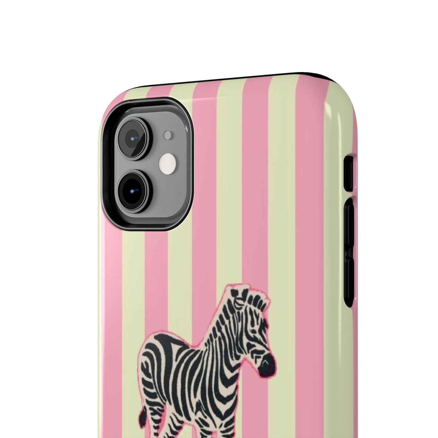 Zebra Phone Case in Pink & Crème Stripe