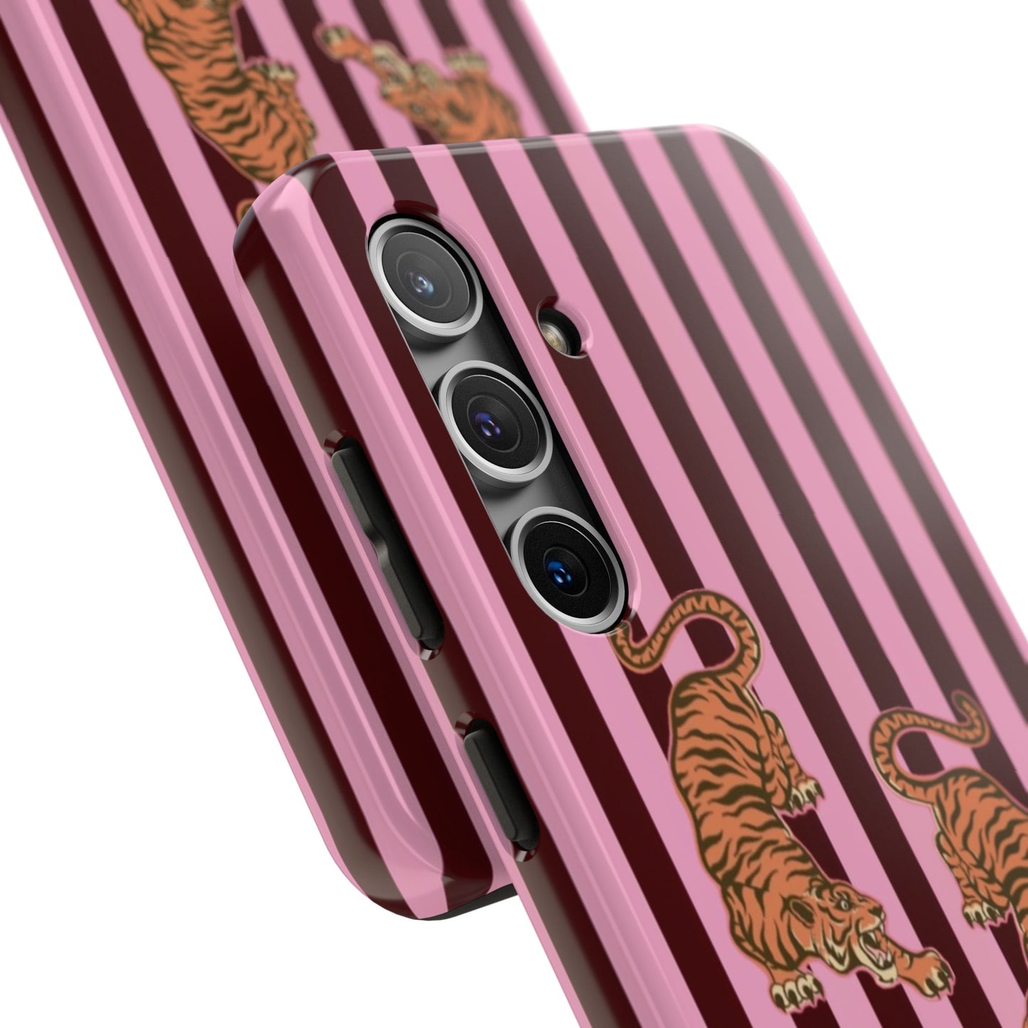Tigress Phone Case in Burgundy & Pink