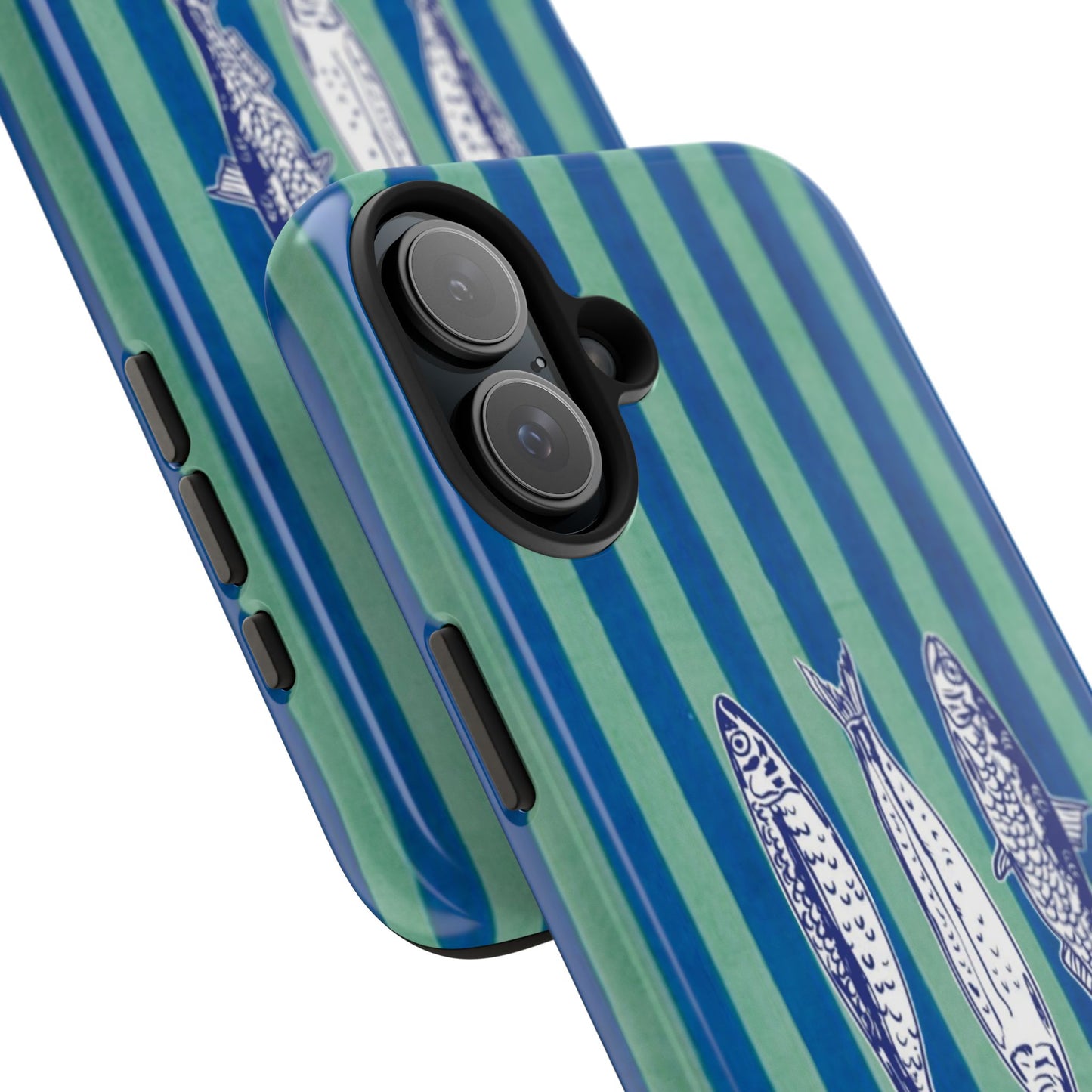 Sardine Phone Case in Turquoise & Blue Stripe