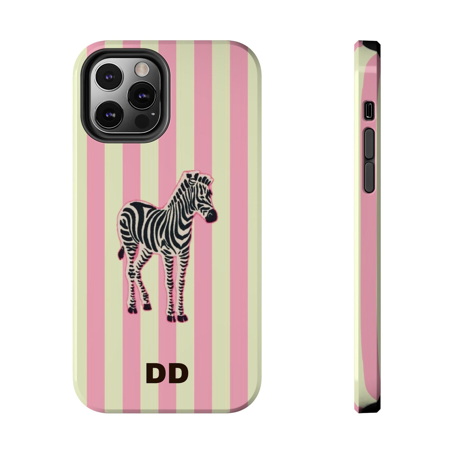 Zebra Phone Case in Pink & Crème Stripe