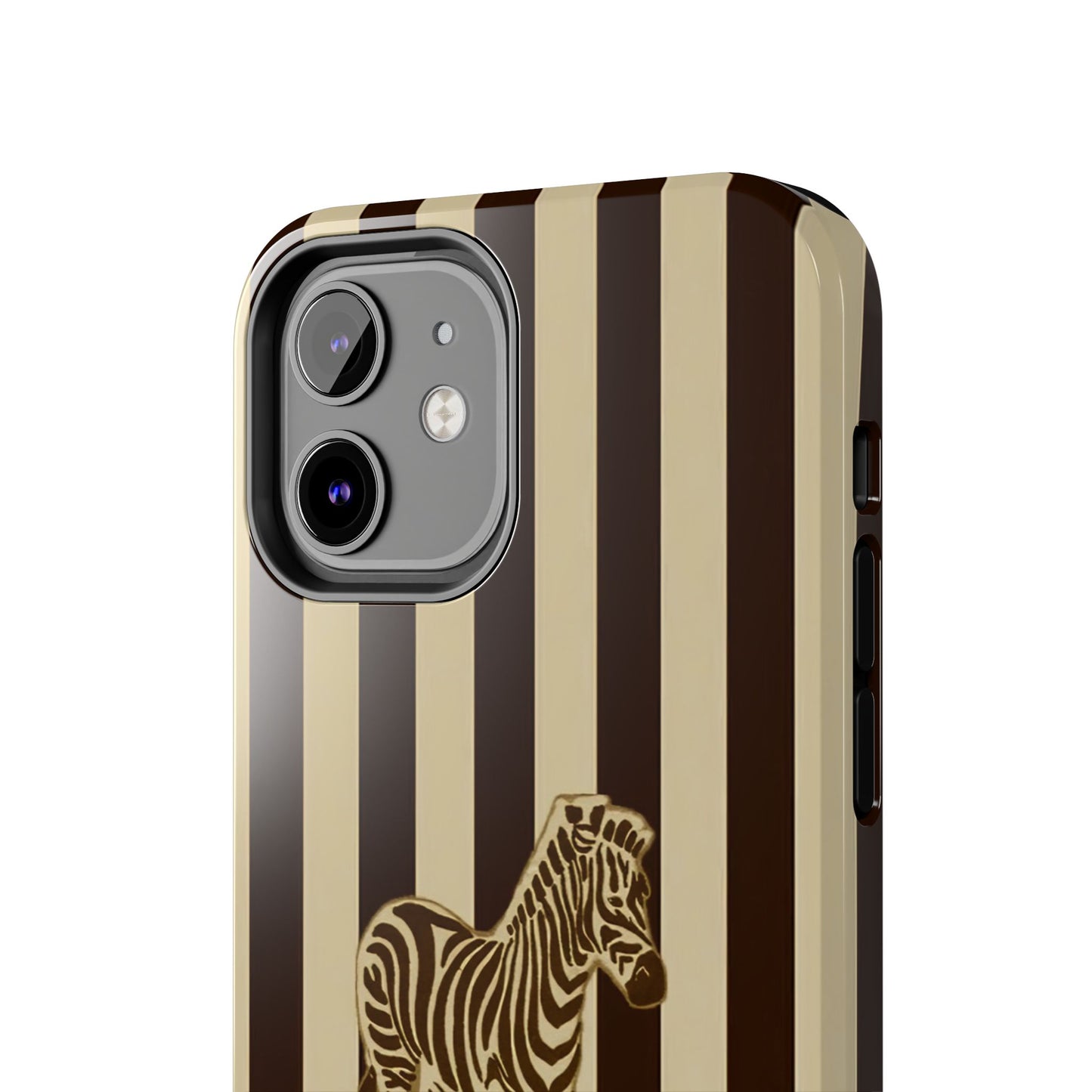 Zebra Phone Case in Chestnut & Crème Stripe