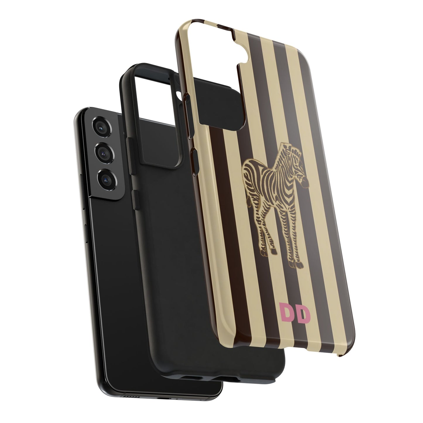 Zebra Phone Case in Charcoal & Crème Stripe