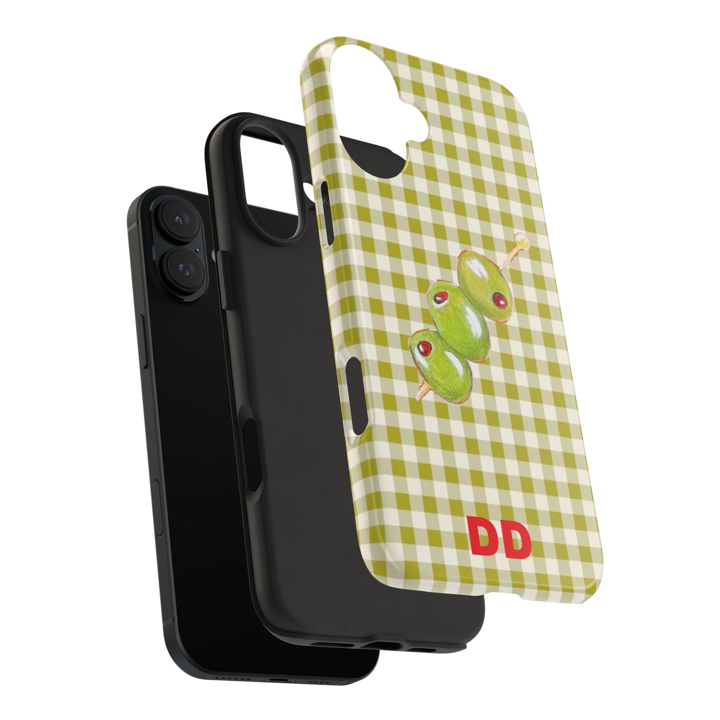 Olive Phone Case in Pear Green Checker