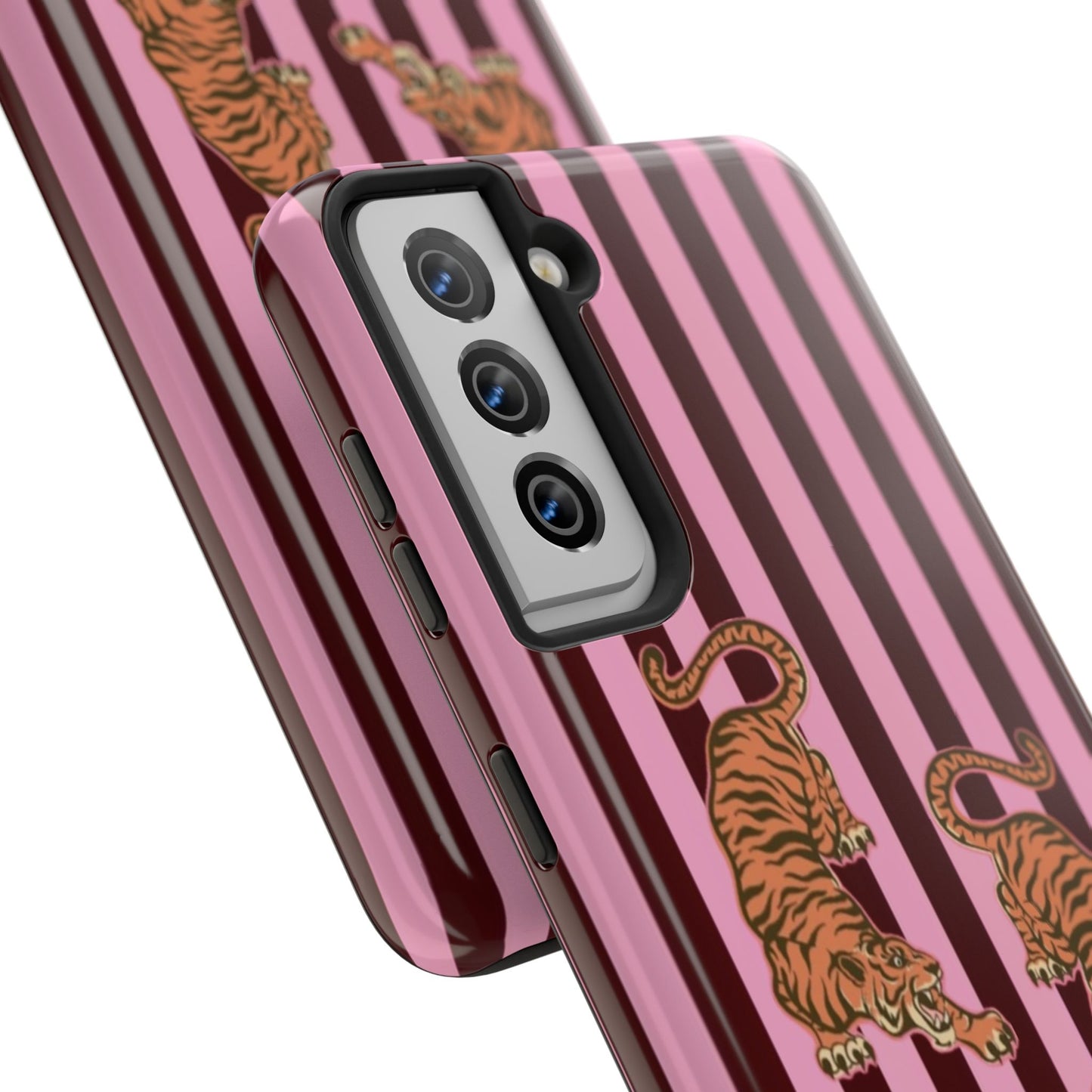 Tigress Phone Case in Burgundy & Pink