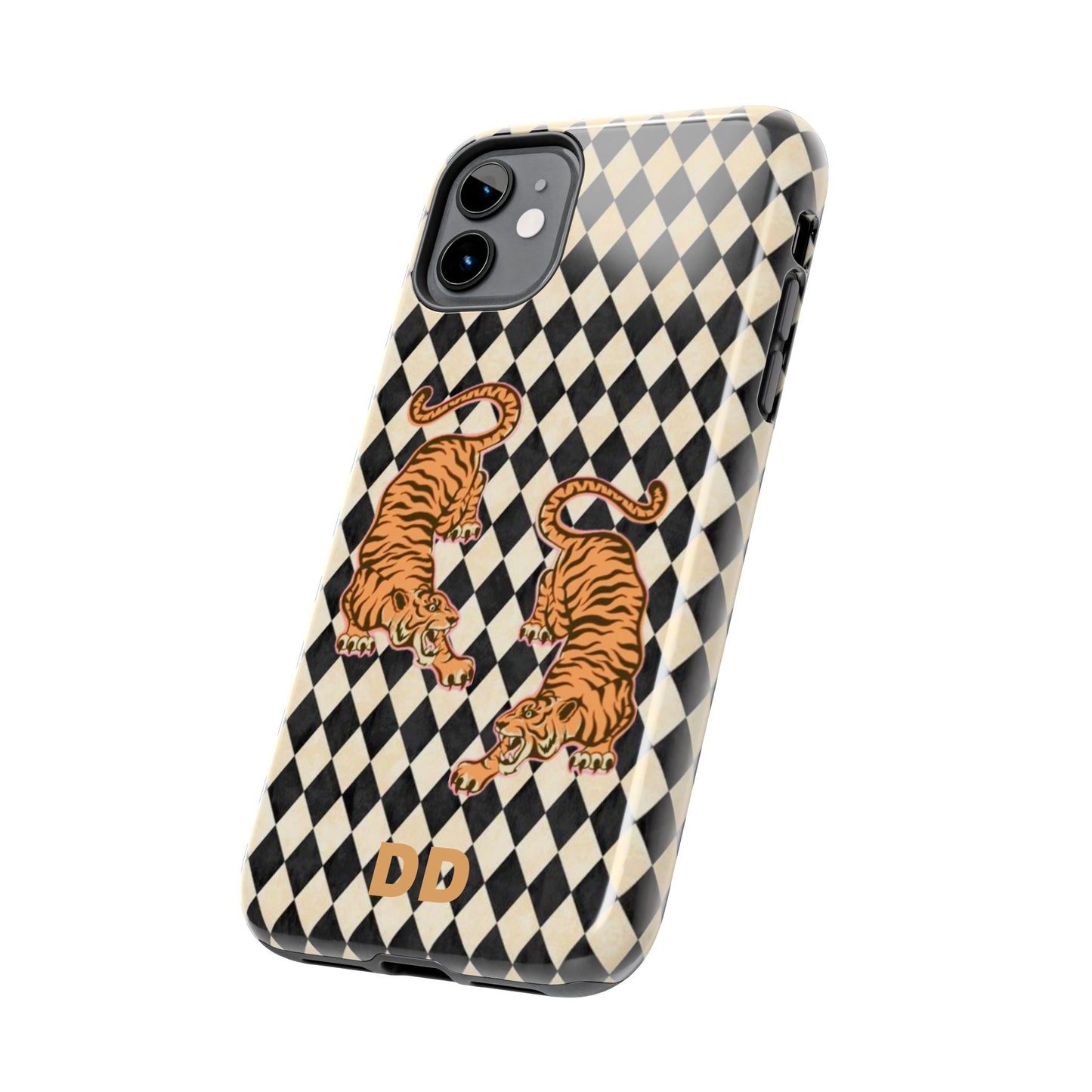 Tigress Phone Case in Black & White Diamonds