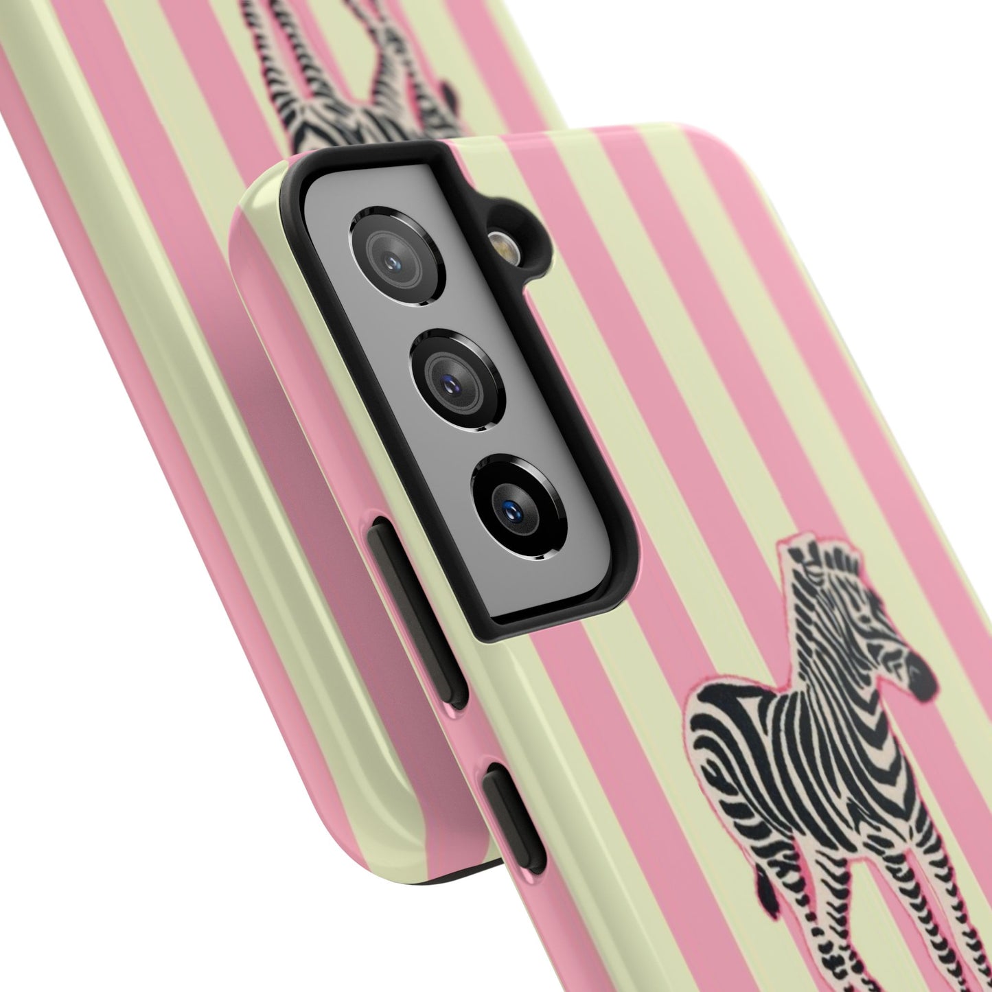Zebra Phone Case in Pink & Crème Stripe