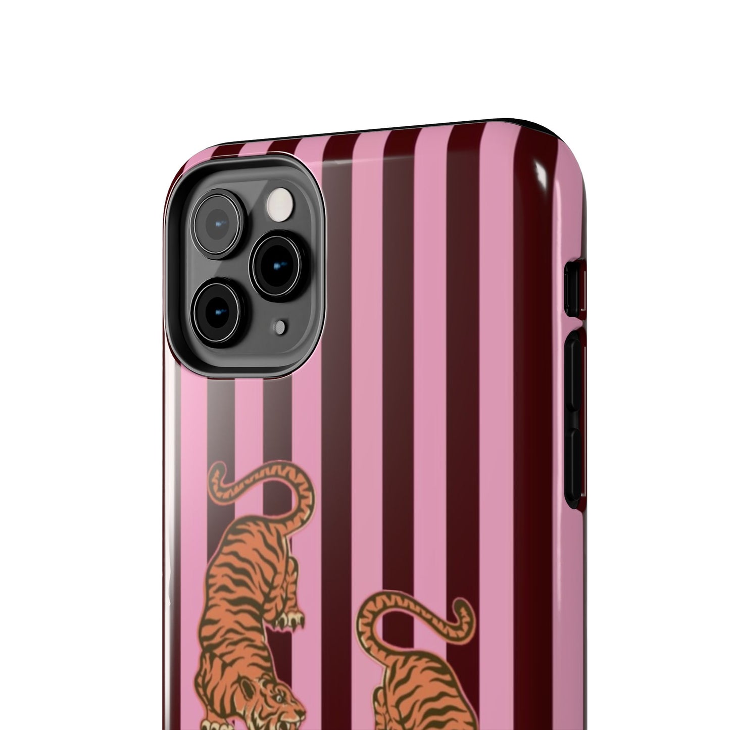 Tigress Phone Case in Burgundy & Pink