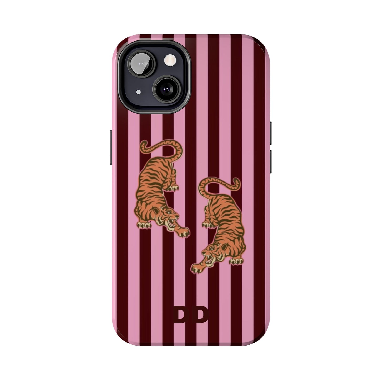Tigress Phone Case in Burgundy & Pink