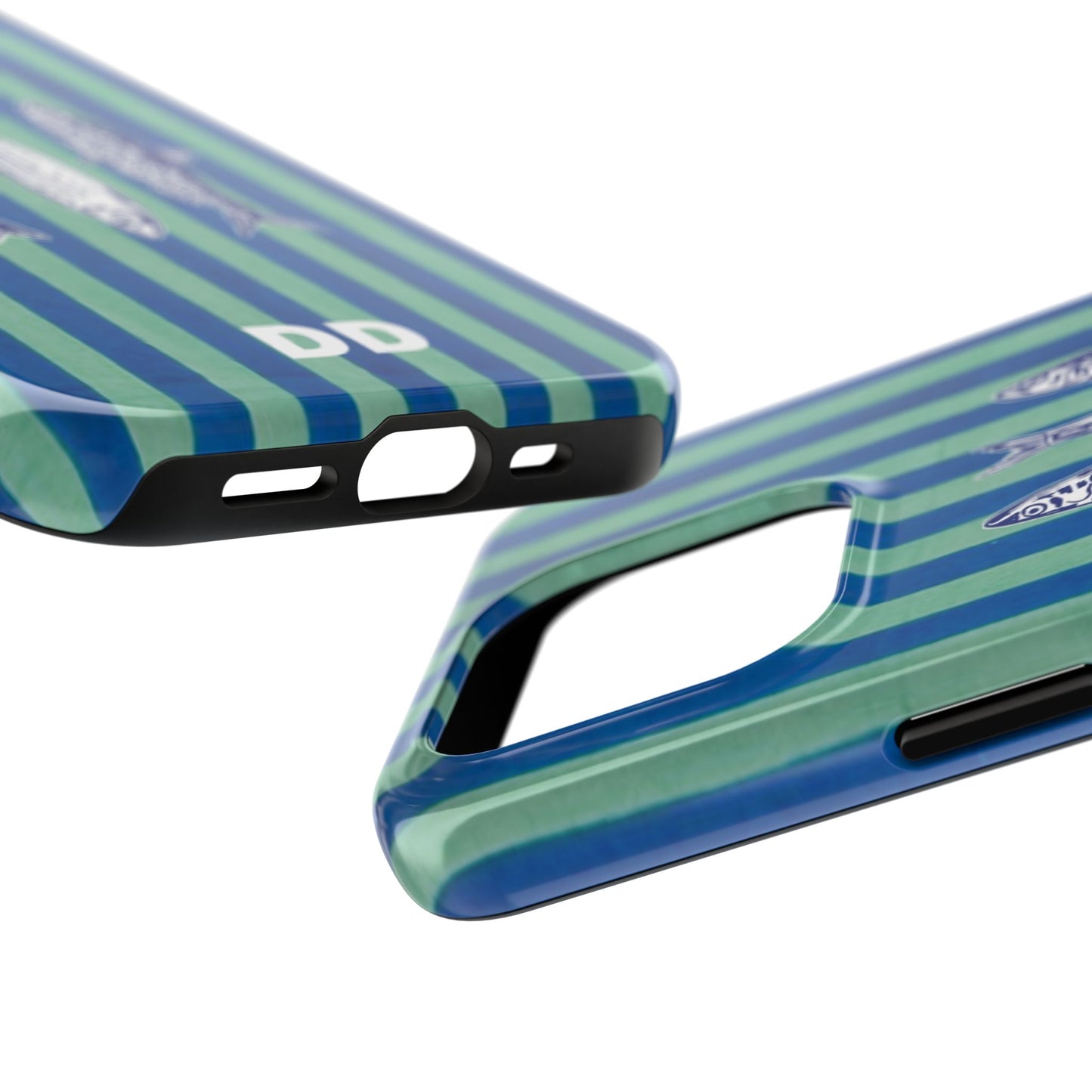 Sardine Phone Case in Turquoise & Blue Stripe