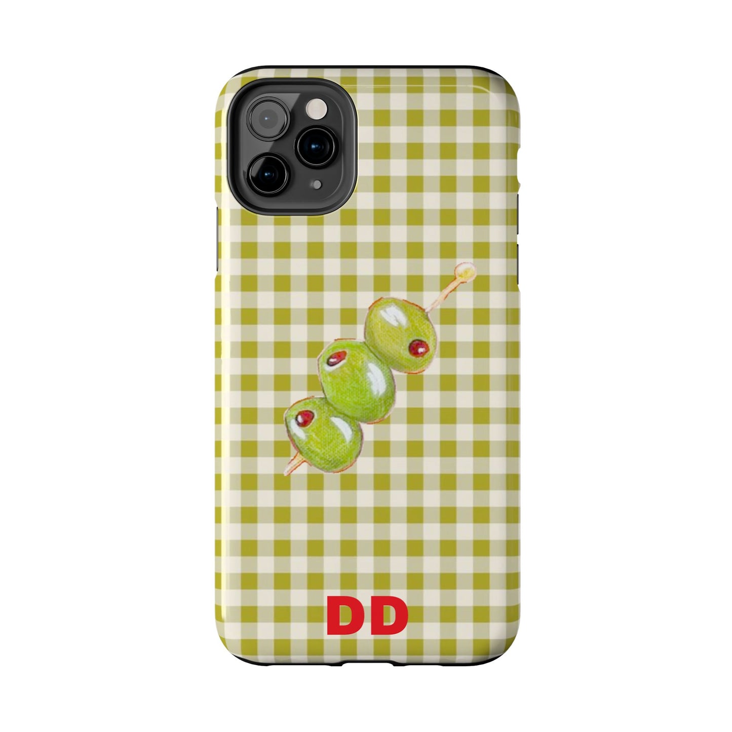 Olive Phone Case in Pear Green Checker