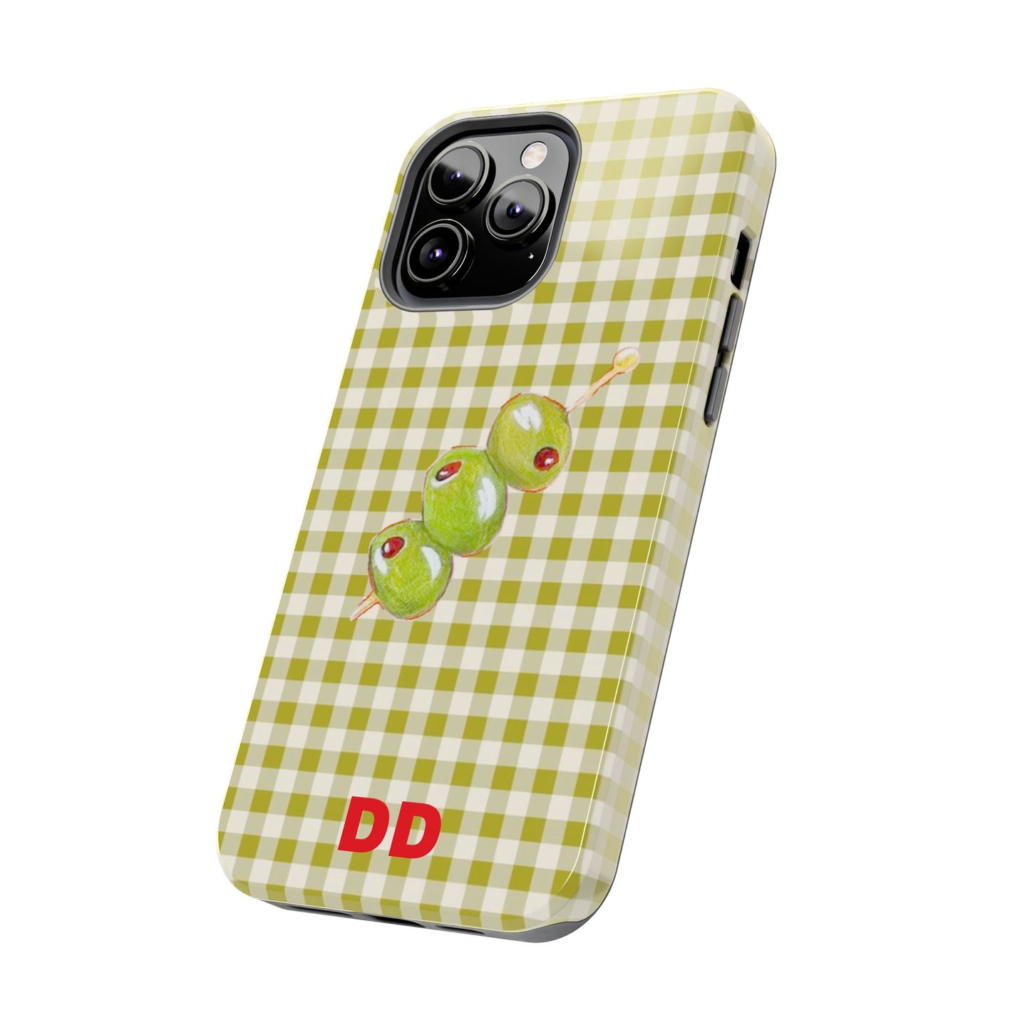 Olive Phone Case in Pear Green Checker