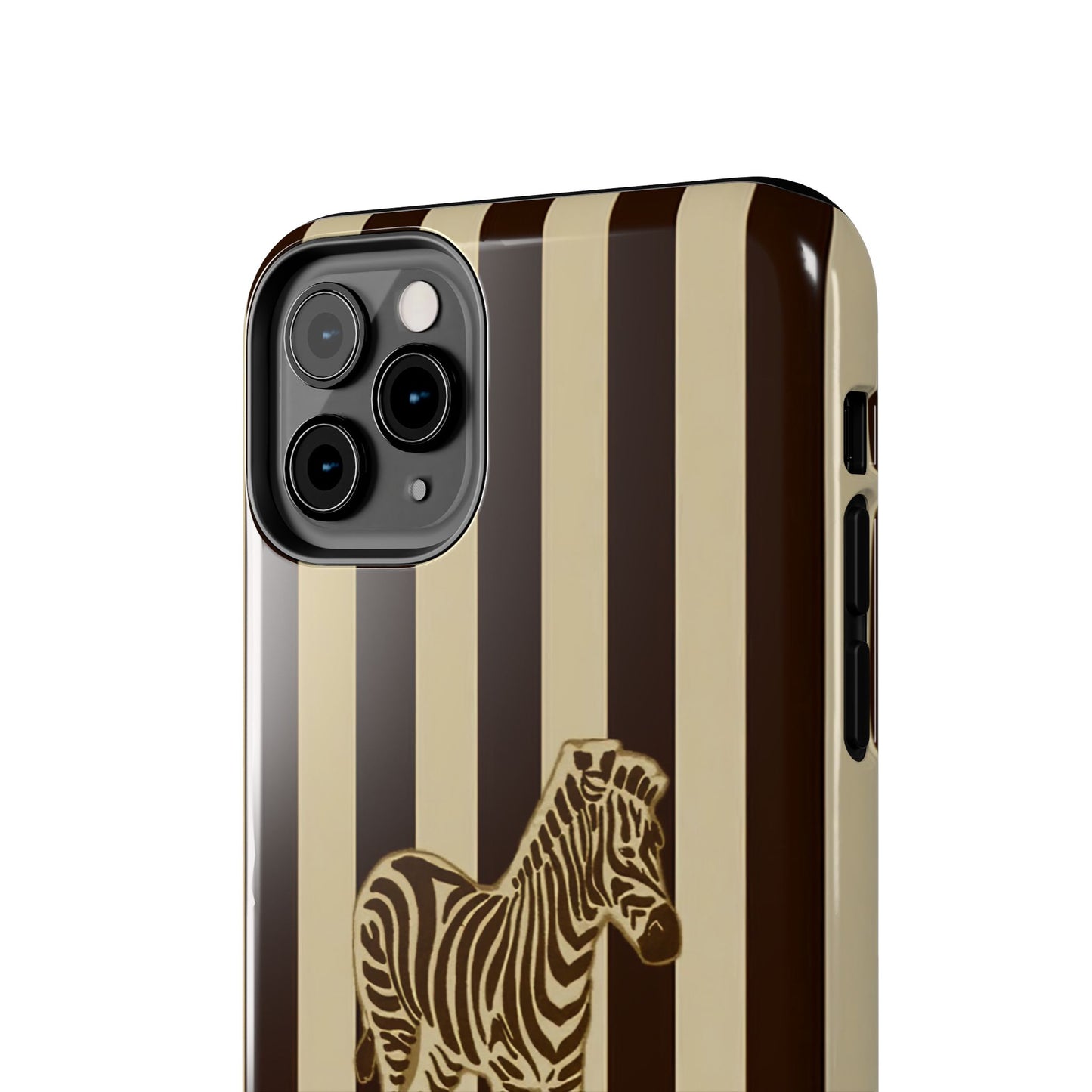 Zebra Phone Case in Charcoal & Crème Stripe