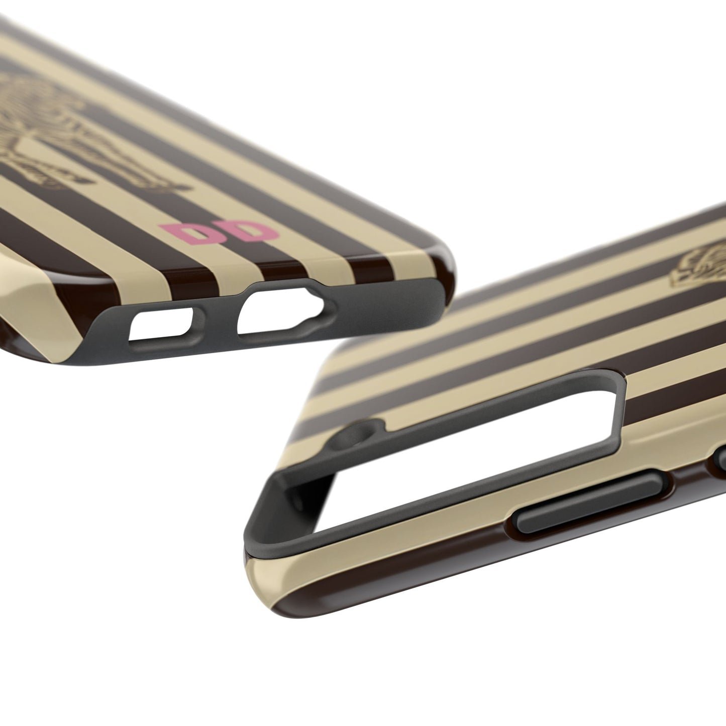 Zebra Phone Case in Chestnut & Crème Stripe