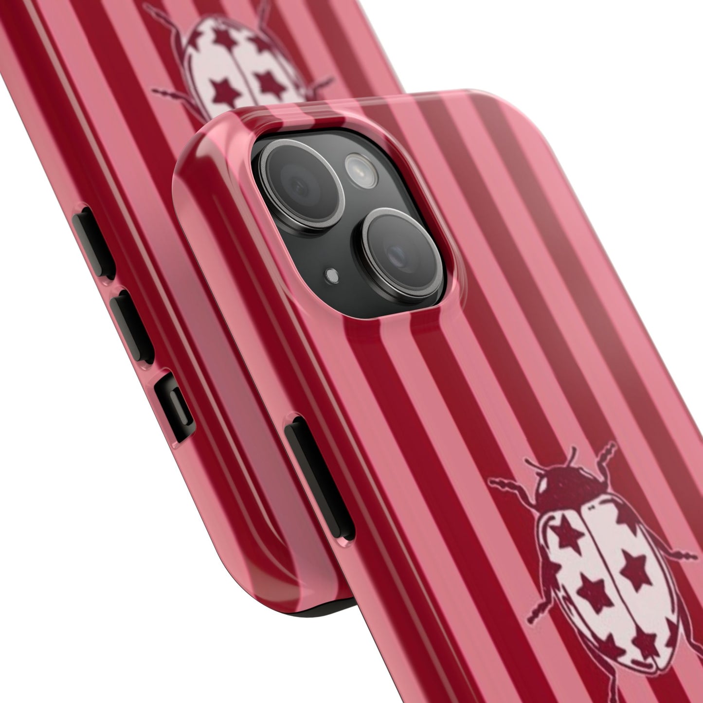 Ladybug Phone Case in Red & Pink Stripe