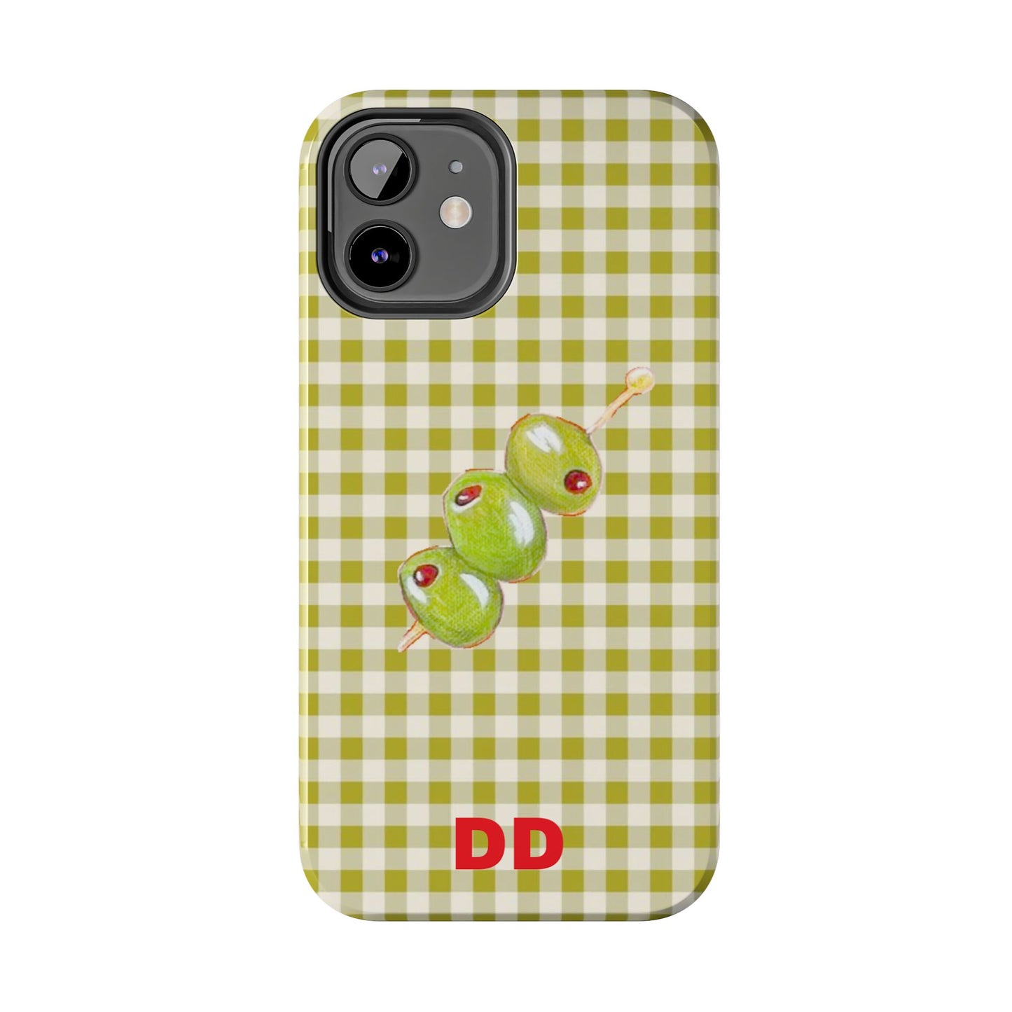Olive Phone Case in Pear Green Checker