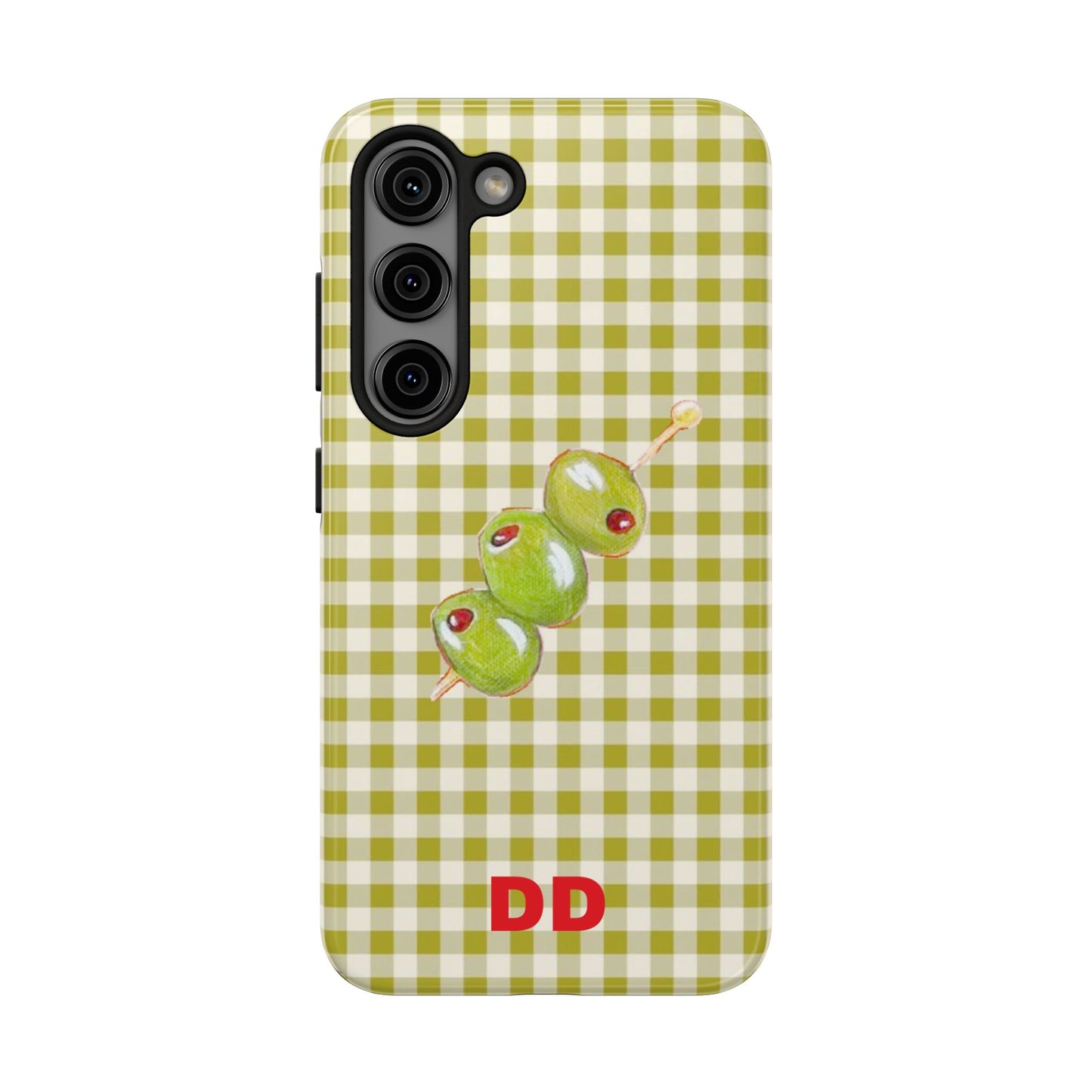 Olive Phone Case in Pear Green Checker