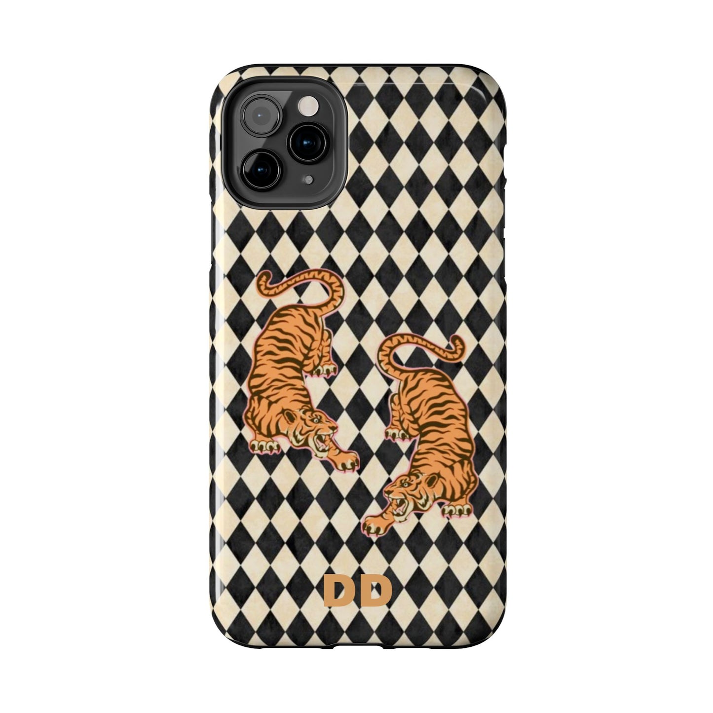 Tigress Phone Case in Black & White Diamonds