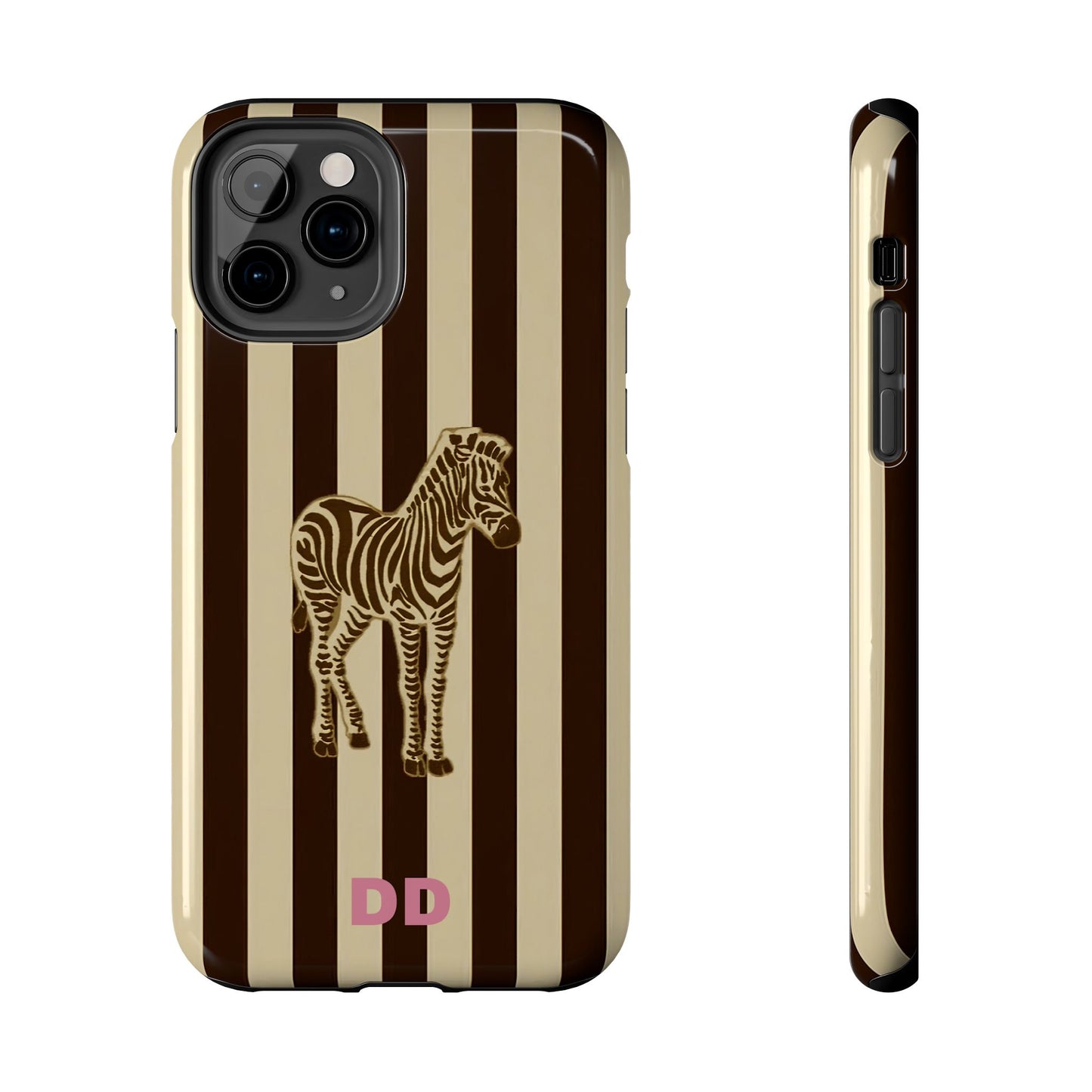 Zebra Phone Case in Charcoal & Crème Stripe