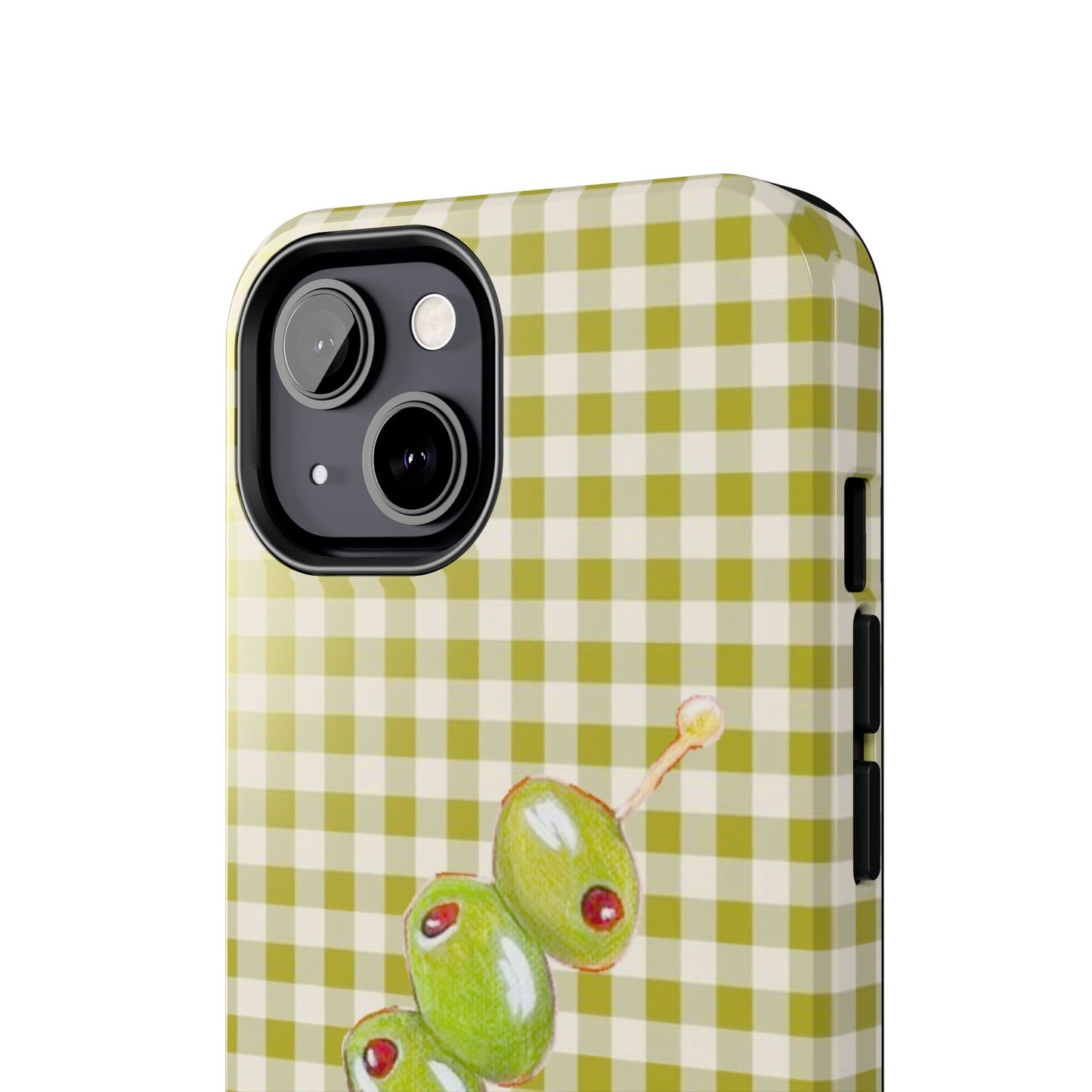 Olive Phone Case in Pear Green Checker