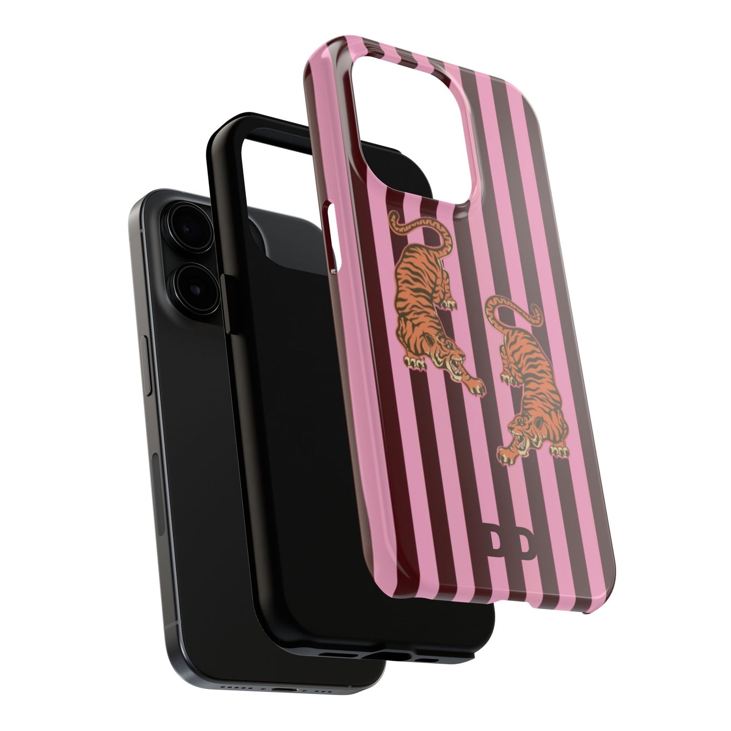 Tigress Phone Case in Burgundy & Pink