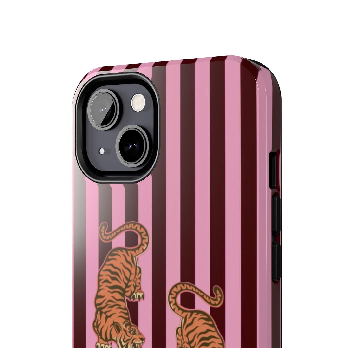 Tigress Phone Case in Burgundy & Pink