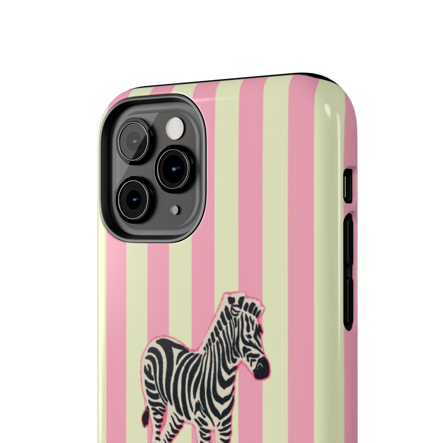 Zebra Phone Case in Pink & Crème Stripe