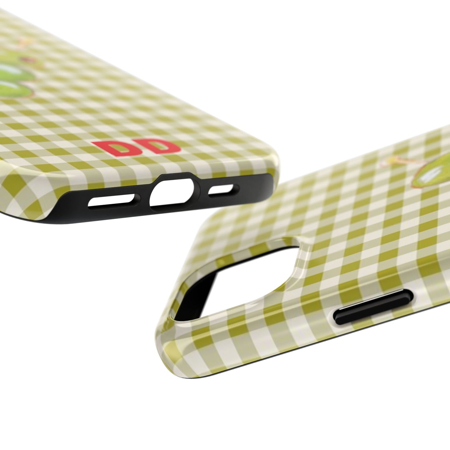 Olive Phone Case in Pear Green Checker