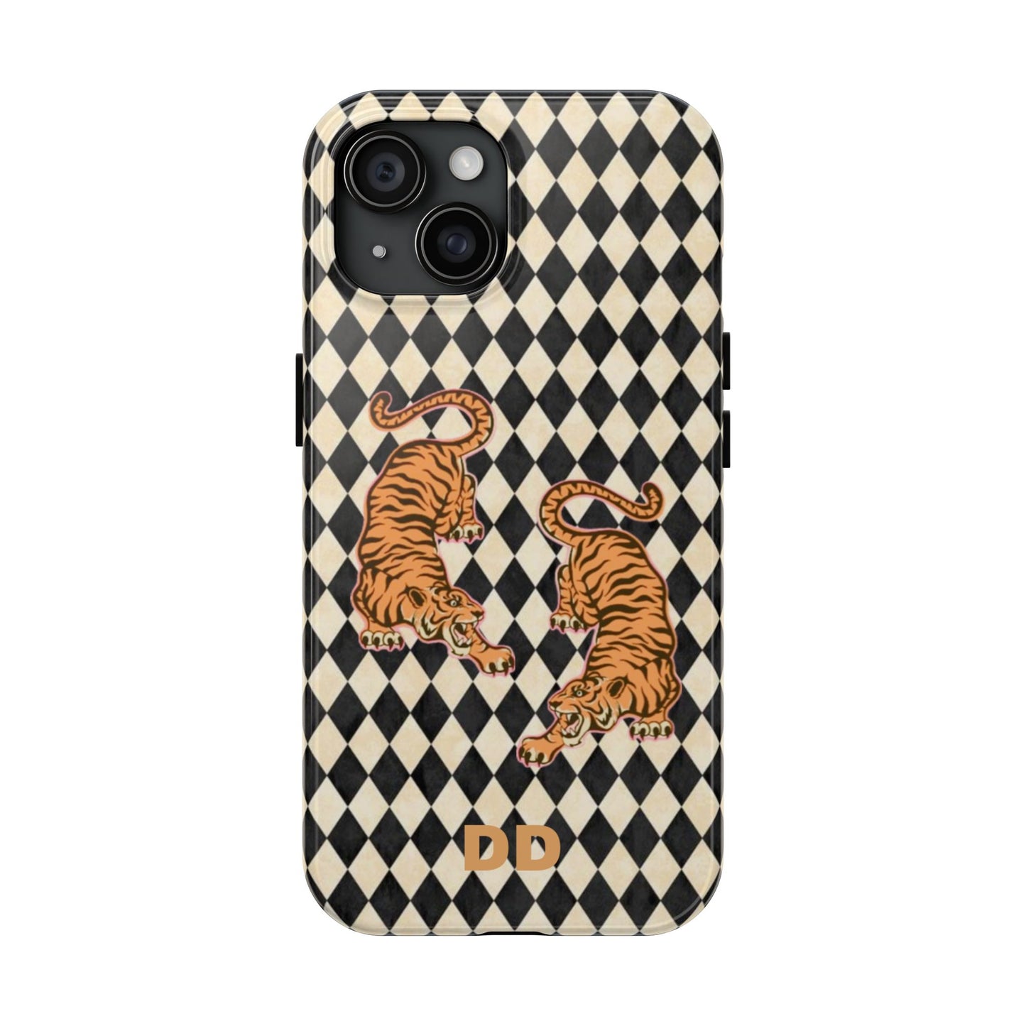 Tigress Phone Case in Black & White Diamonds