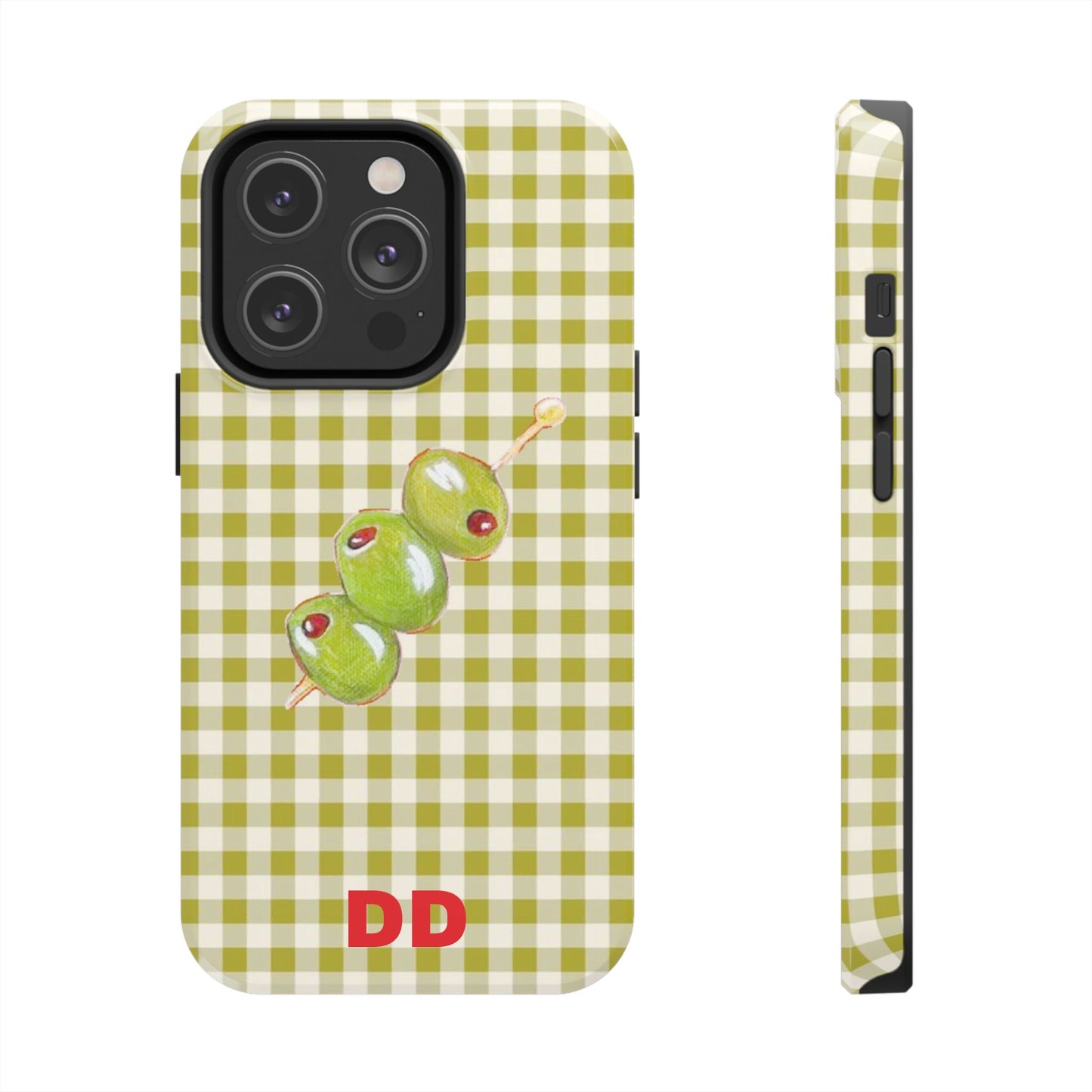 Olive Phone Case in Pear Green Checker