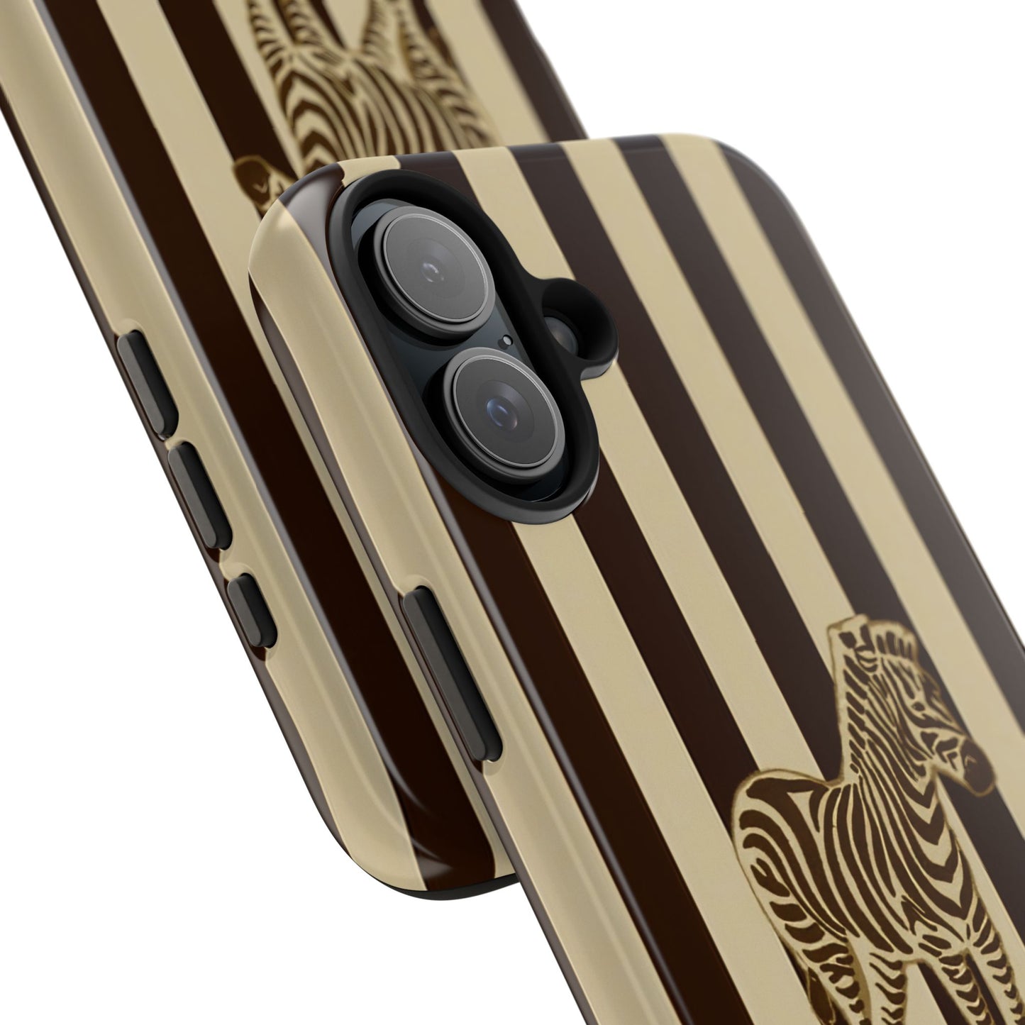 Zebra Phone Case in Chestnut & Crème Stripe