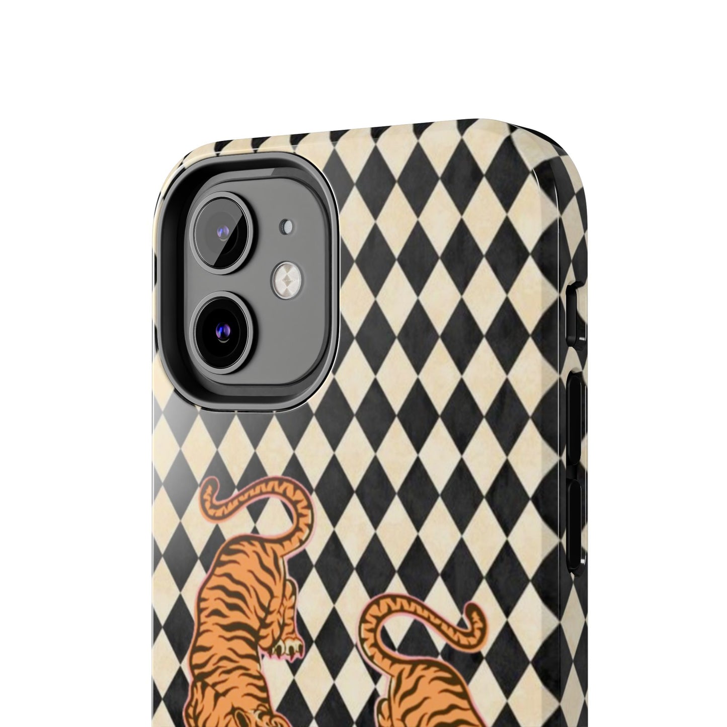 Tigress Phone Case in Black & White Diamonds