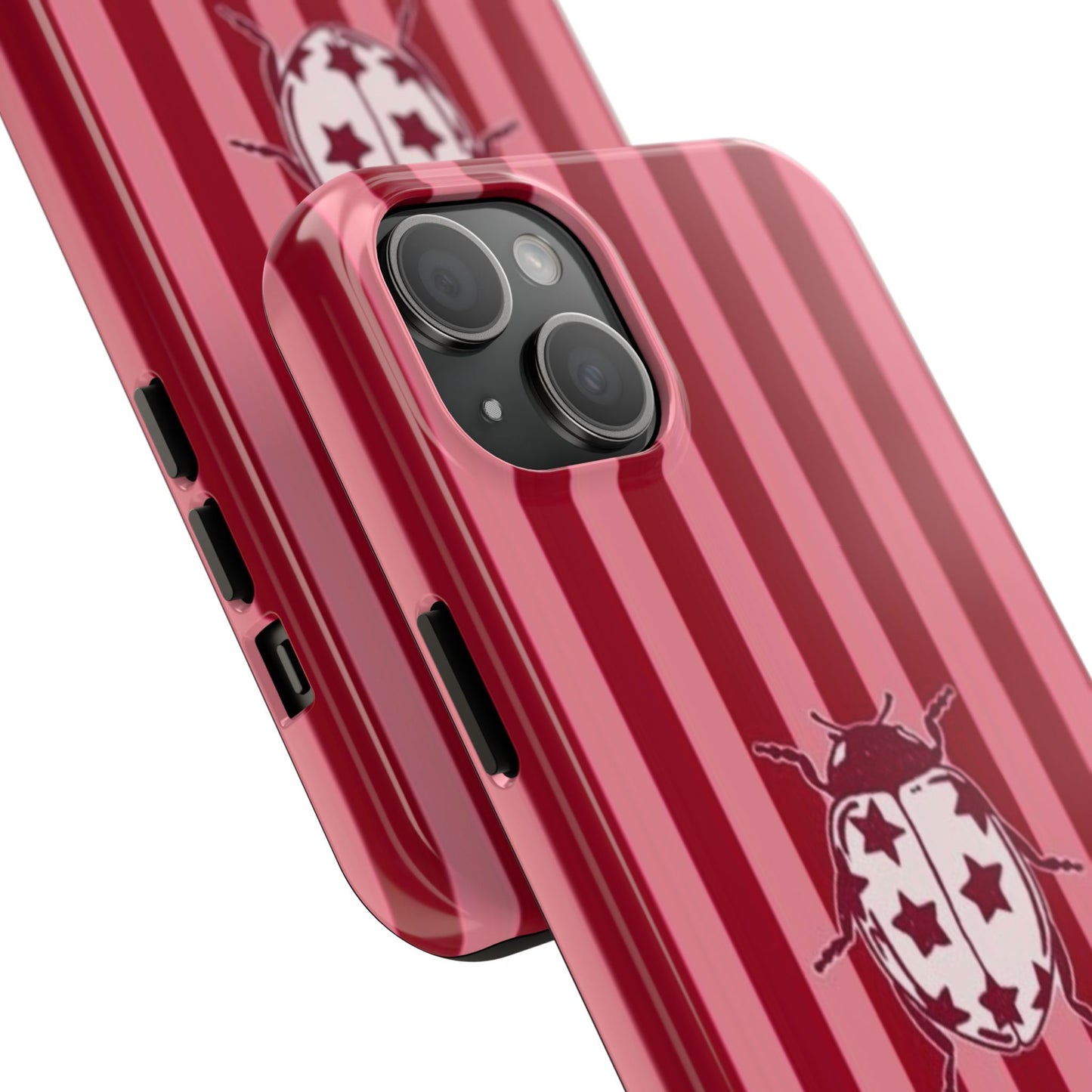 Ladybug Phone Case in Red & Pink Stripe