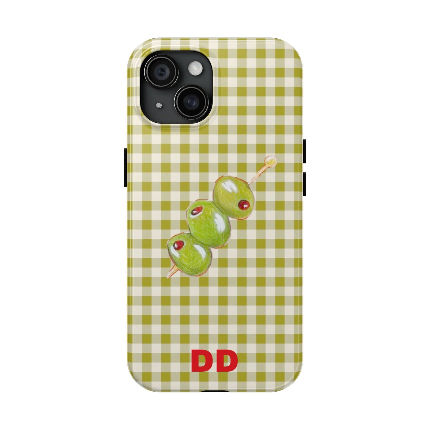 Olive Phone Case in Pear Green Checker