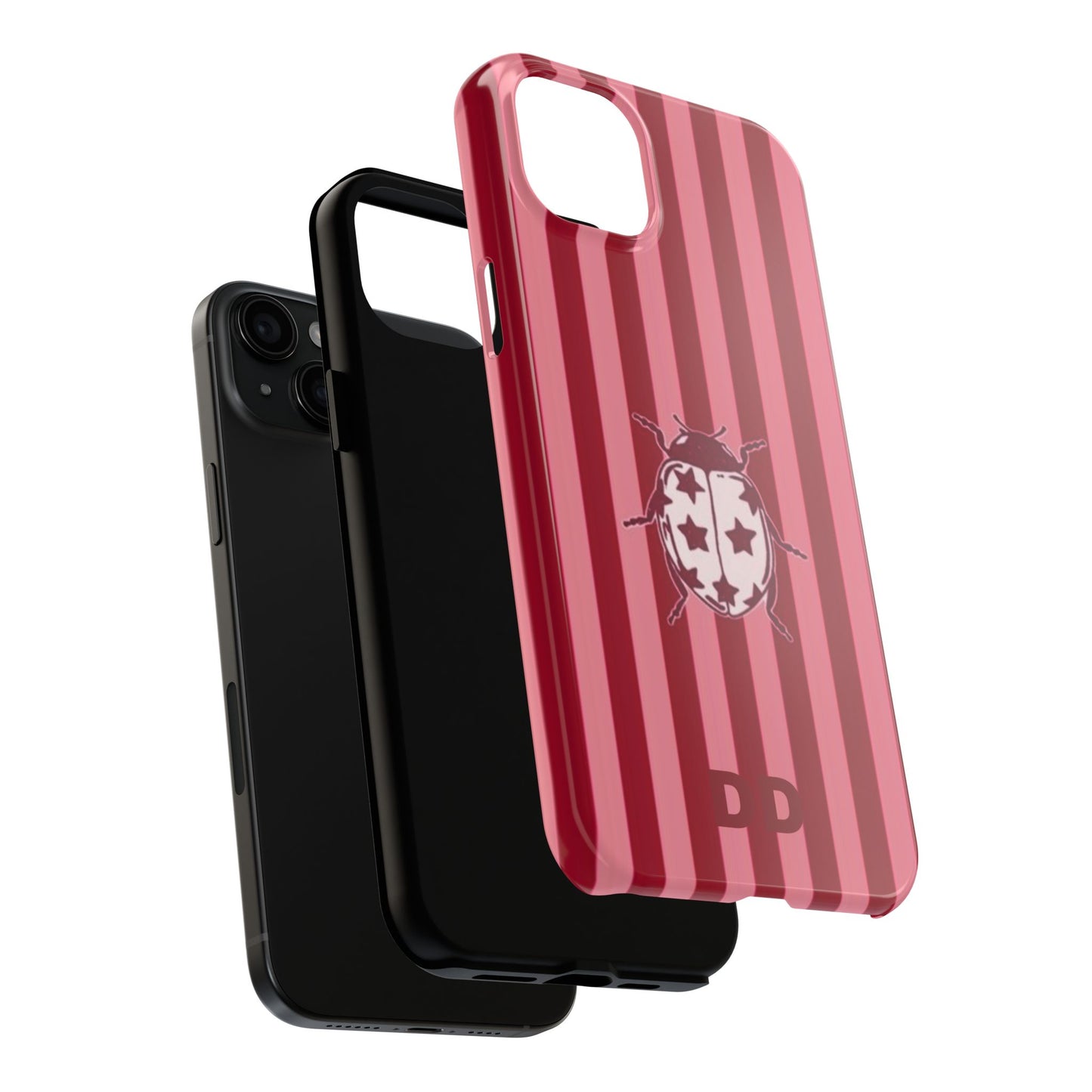 Ladybug Phone Case in Red & Pink Stripe