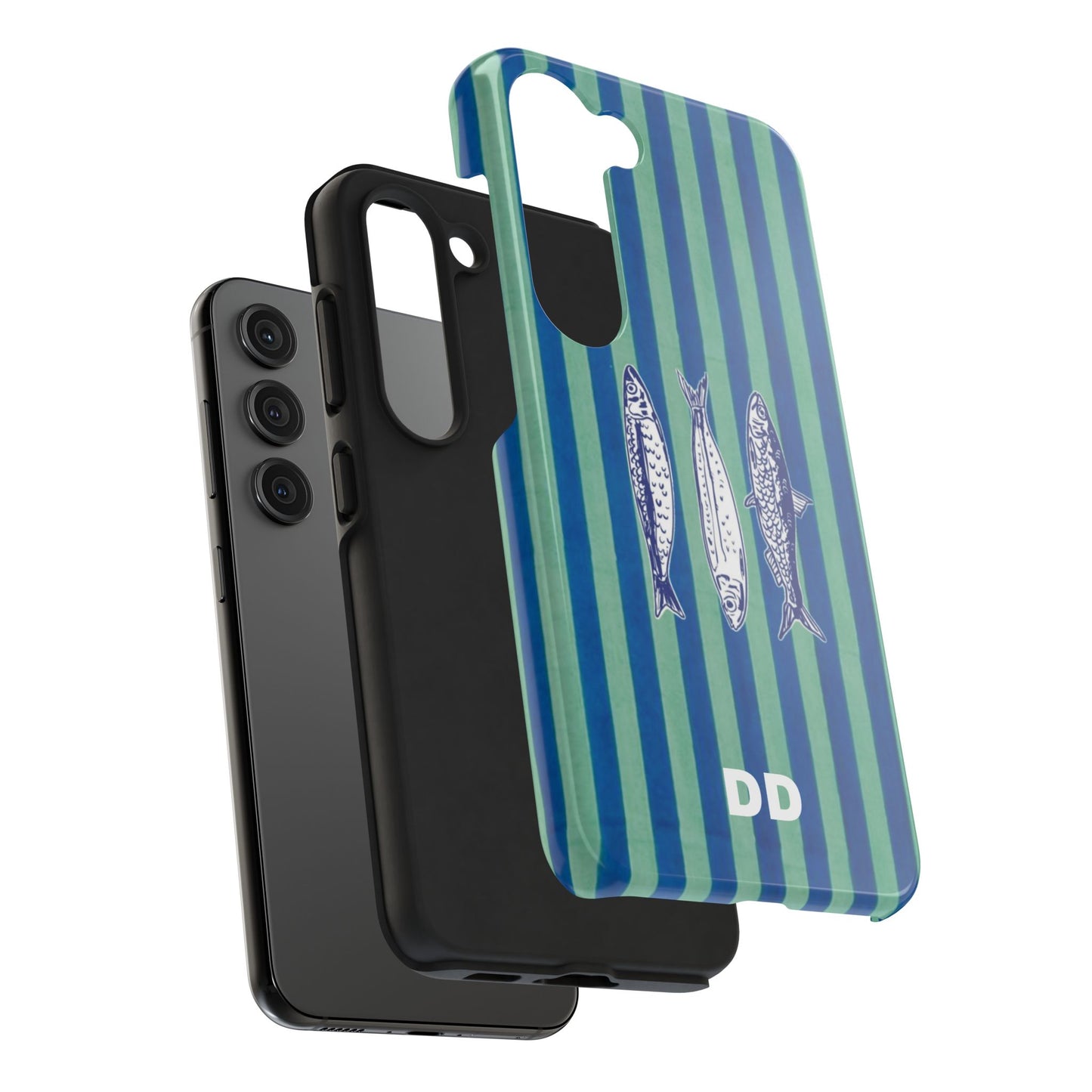 Sardine Phone Case in Turquoise & Blue Stripe