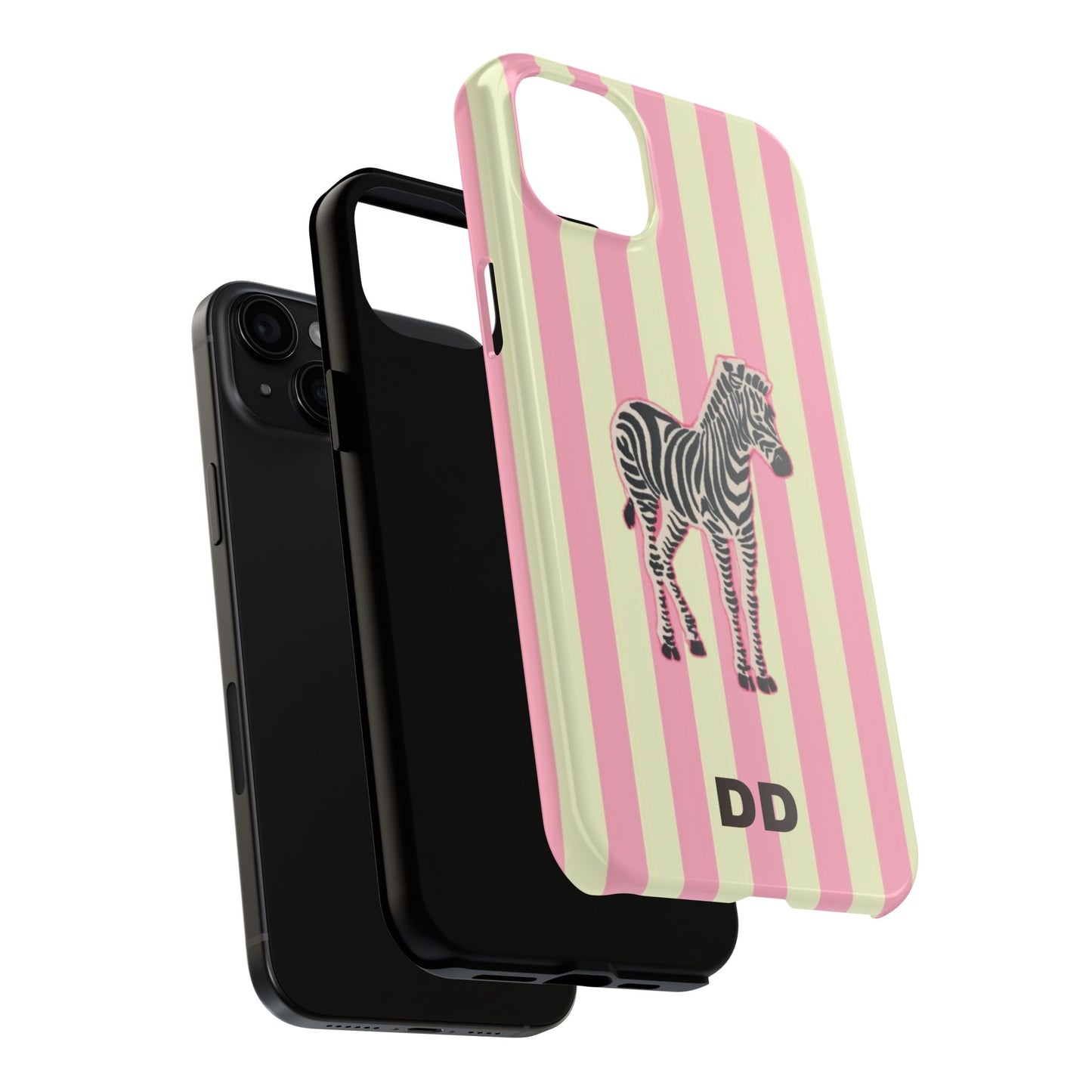 Zebra Phone Case in Pink & Crème Stripe