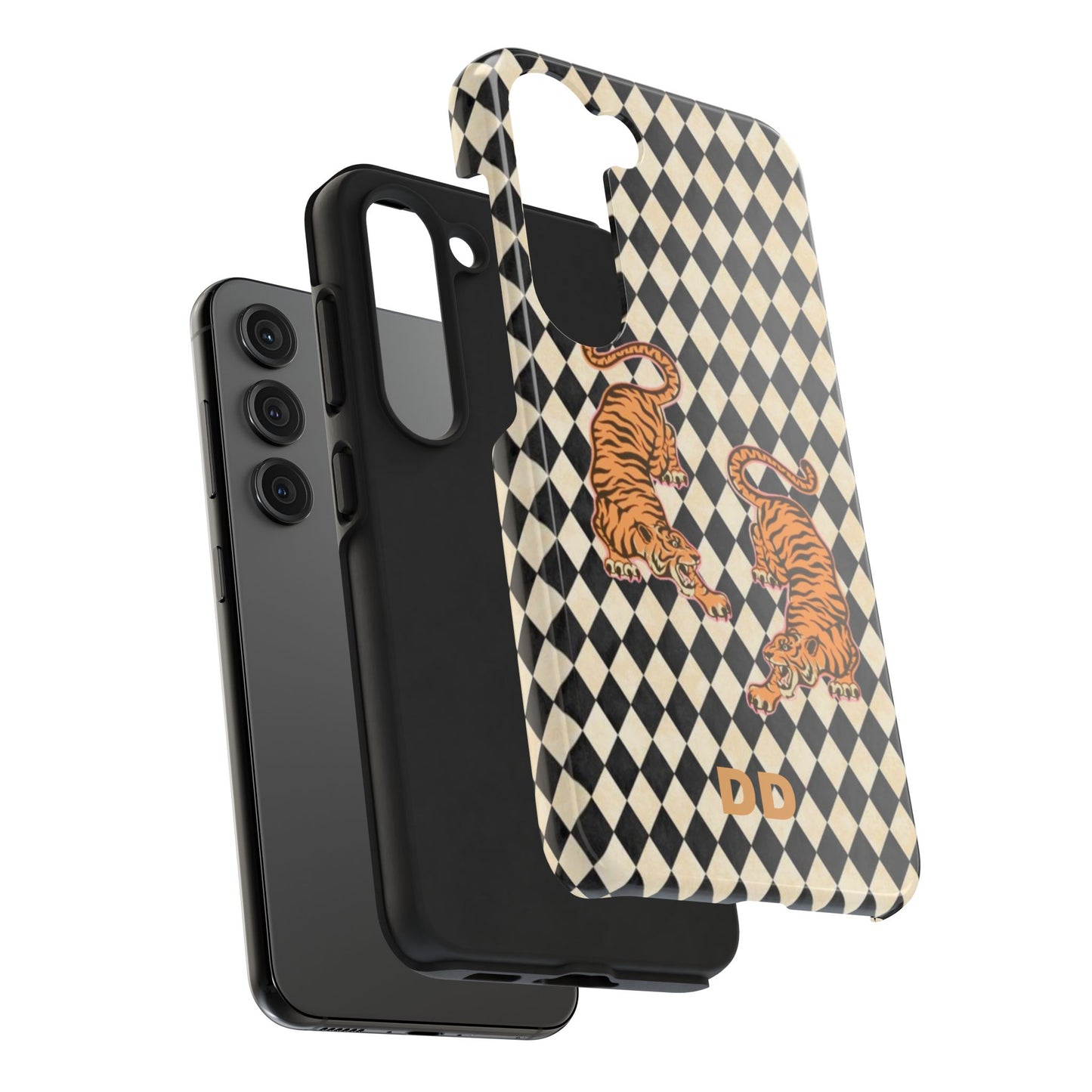 Tigress Phone Case in Black & White Diamonds