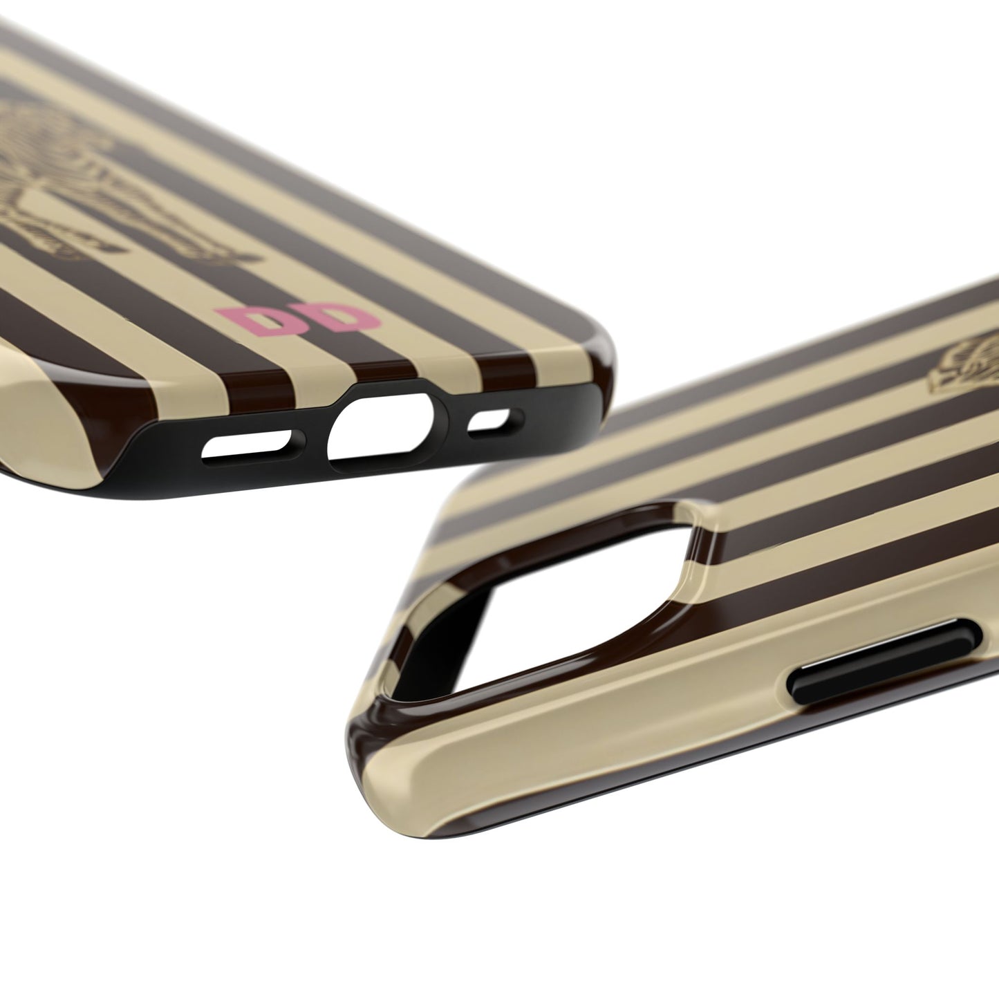Zebra Phone Case in Chestnut & Crème Stripe