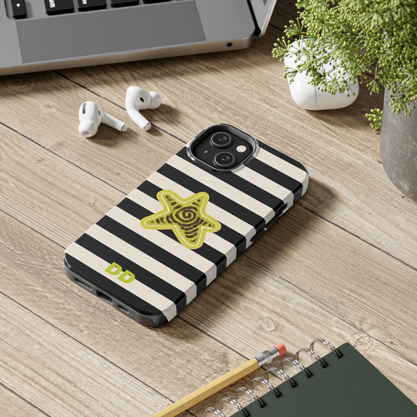 Striped Lime Star Phone Case