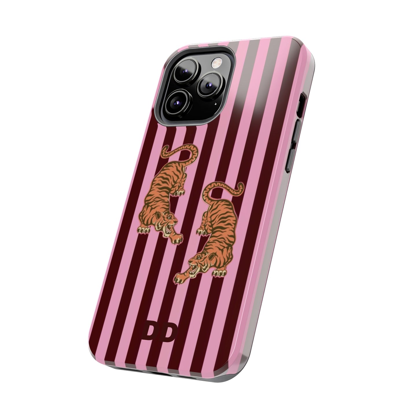 Tigress Phone Case in Burgundy & Pink