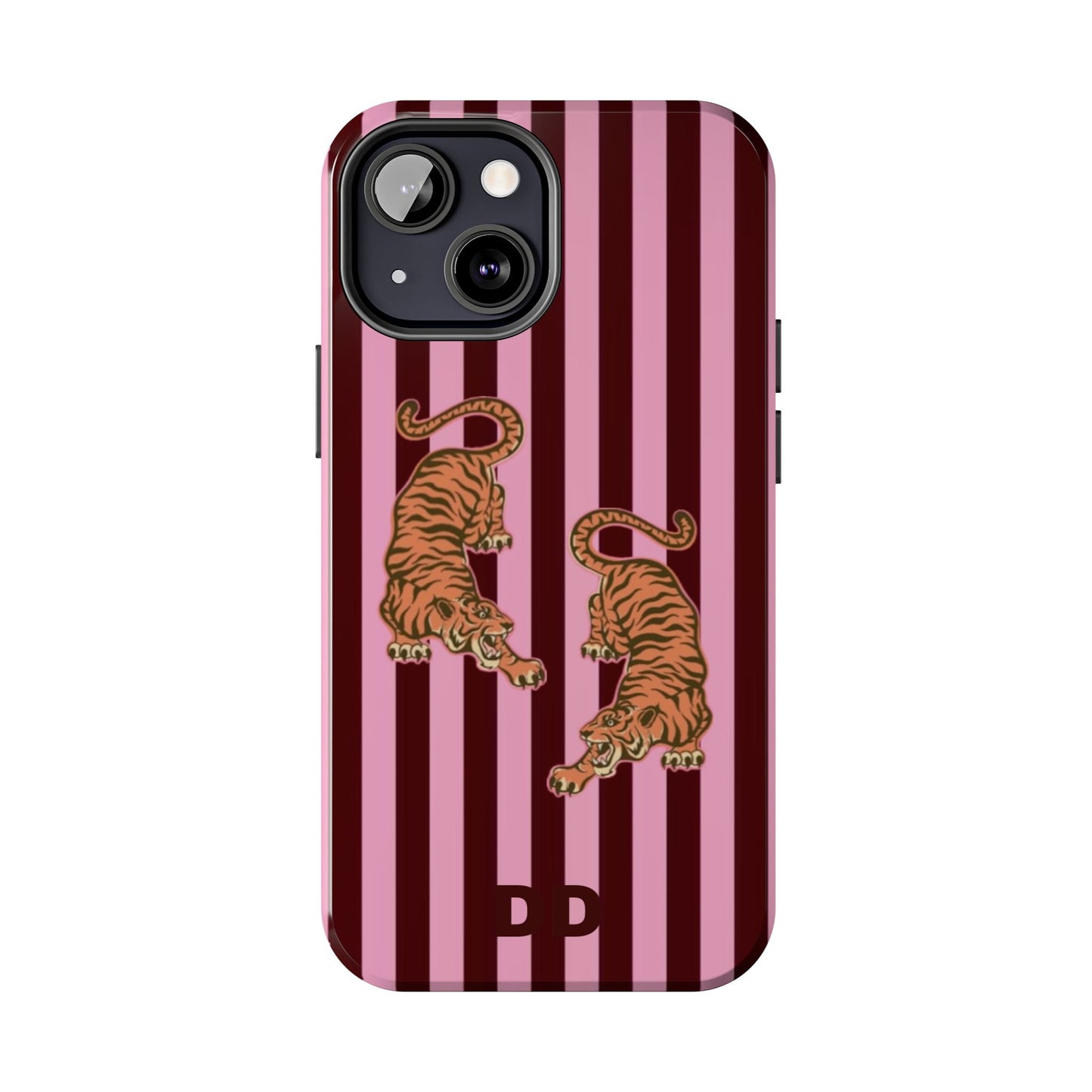 Tigress Phone Case in Burgundy & Pink